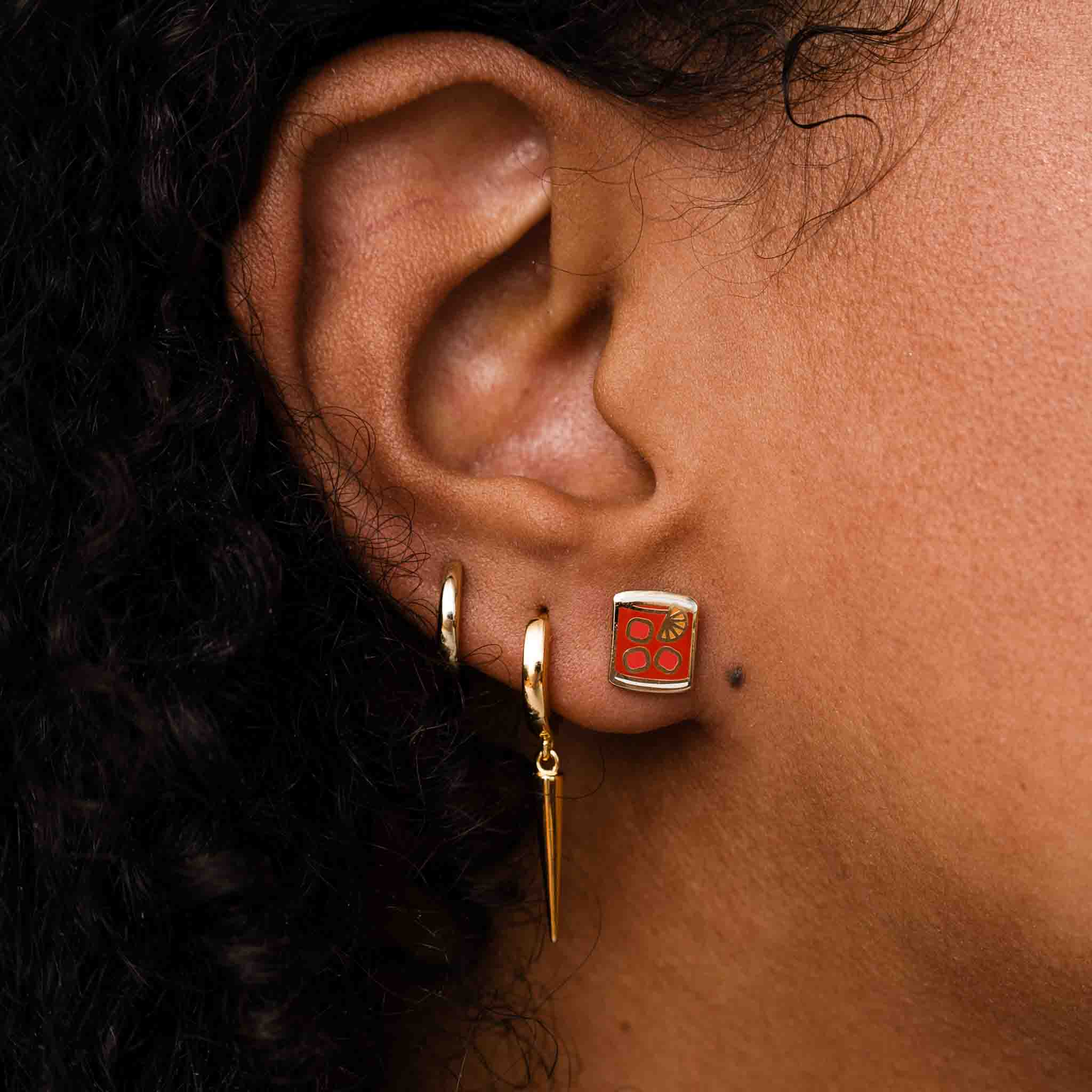 Happy Hour Stud Earrings Set - Trendy Gold & Silver Plated Studs for Women - Perfect for Parties, Work & Everyday Wear
