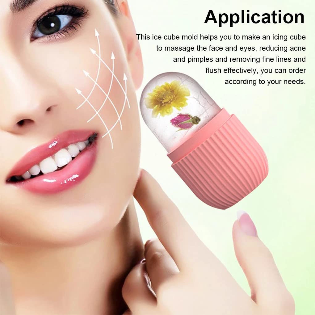 UNSIYAT Ice Roller for Face - Cooling Facial Massage Tool, Skin Care Ice Roller for Puffiness & Dark Circles Relief, Reusable Silicone Ice Cube Mold for Beauty & Relaxation (Pink) - Perfect for Morning Routine, Post-Workout Recovery & Spa Treatments
