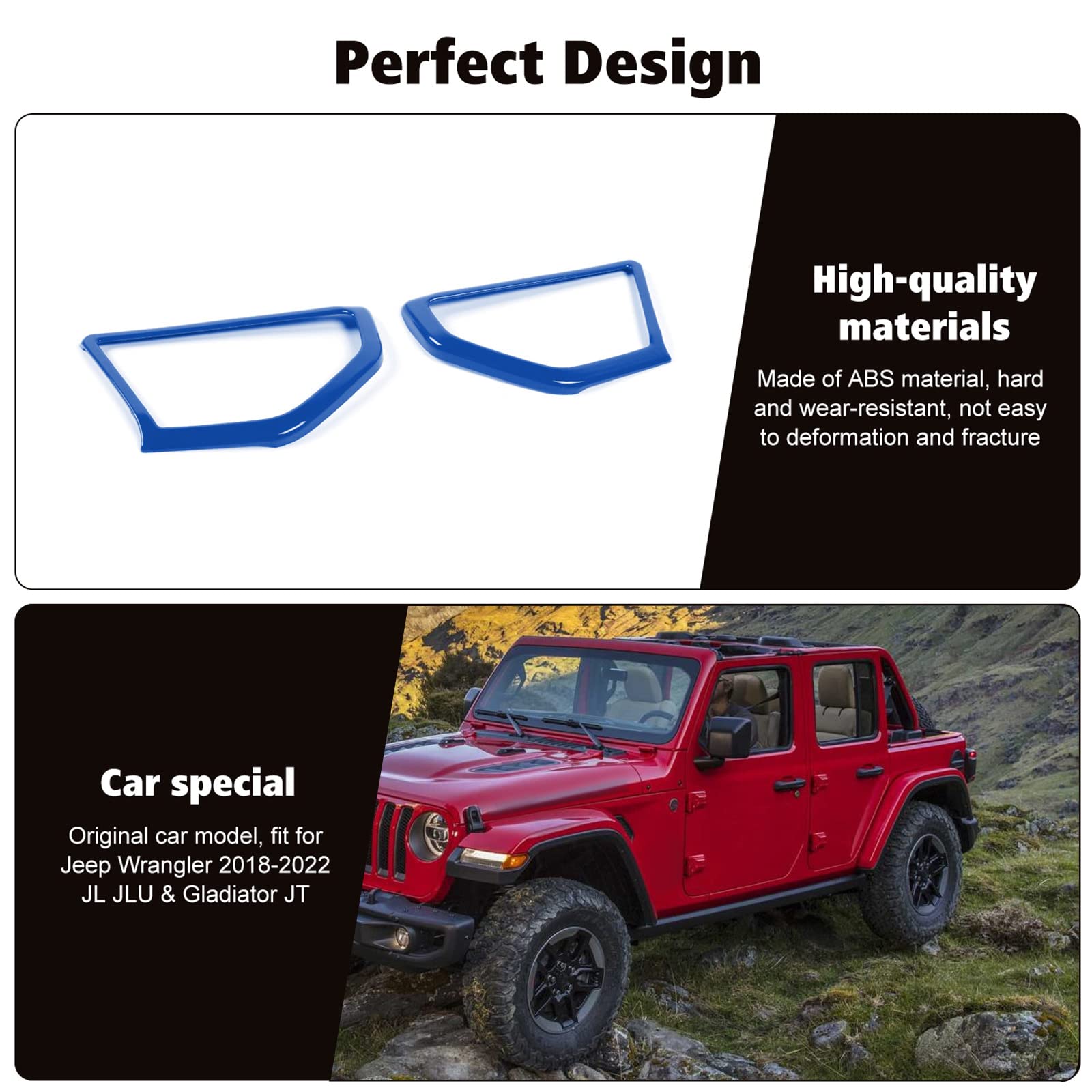 RT-TCZ A Pillar Speaker Trim Cover Ring - Interior Accessories for Jeep Wrangler JL JLU & Gladiator JT 2018-2022 - Blue Decorative Upgrade - Perfect for Off-Road Adventures & Custom Car Styling