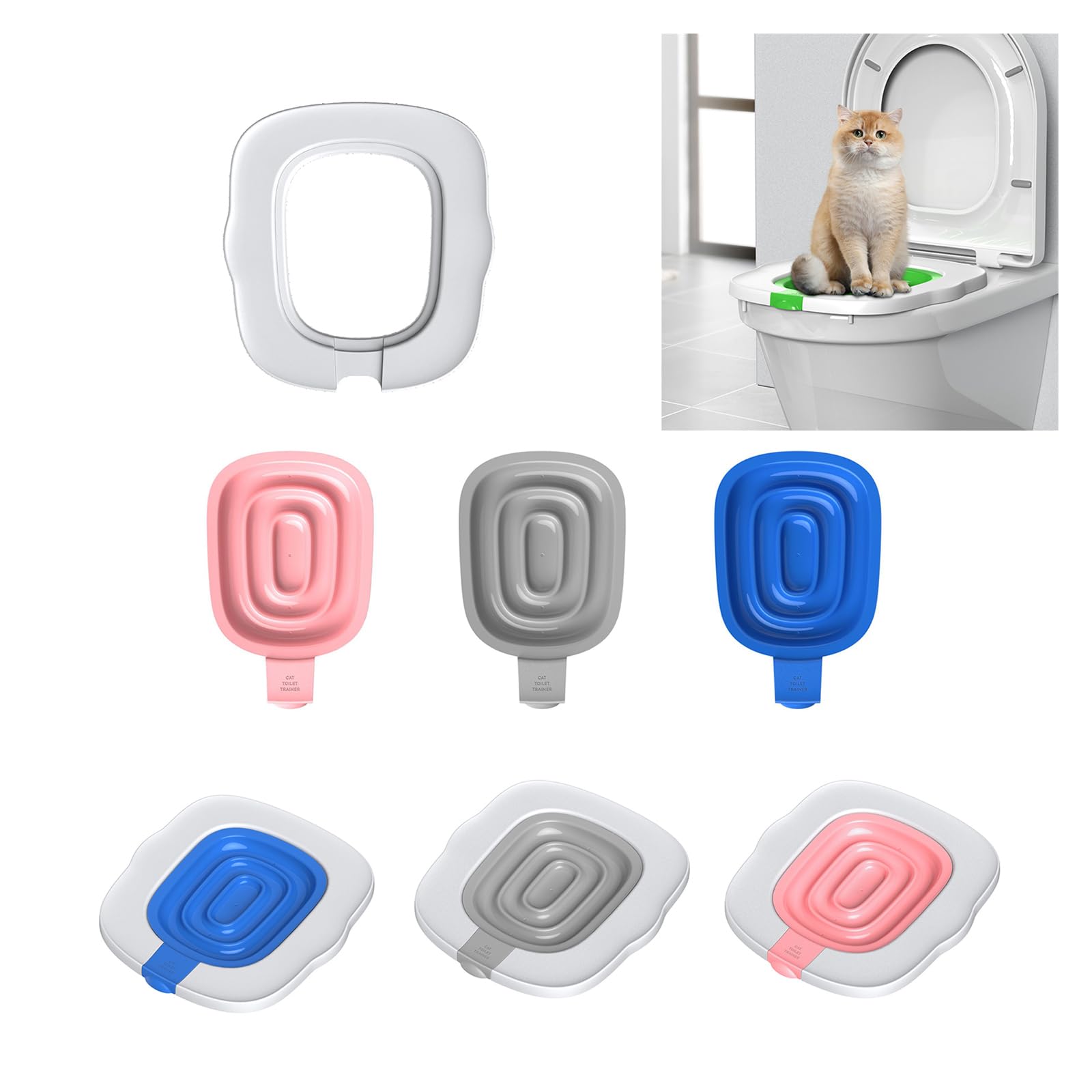 Cat Toilet Training Kit - Reusable Plastic Litter Box with Step-by-Step Guide | Perfect for Indoor Cats & Easy Potty Training at Home