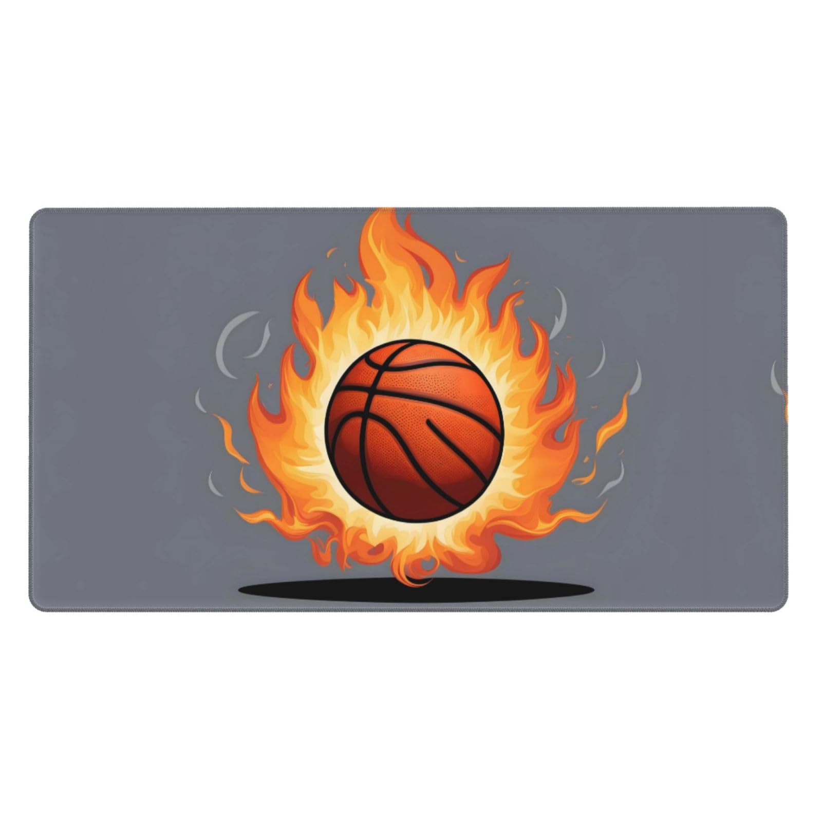 Fire Basketball Print Large Gaming Mouse Pad 16 x 29.5 Inches - Non-Slip, Durable Office Desk Mat with Strong Adhesion | Perfect for PC Gaming, Work & Home Office Setup