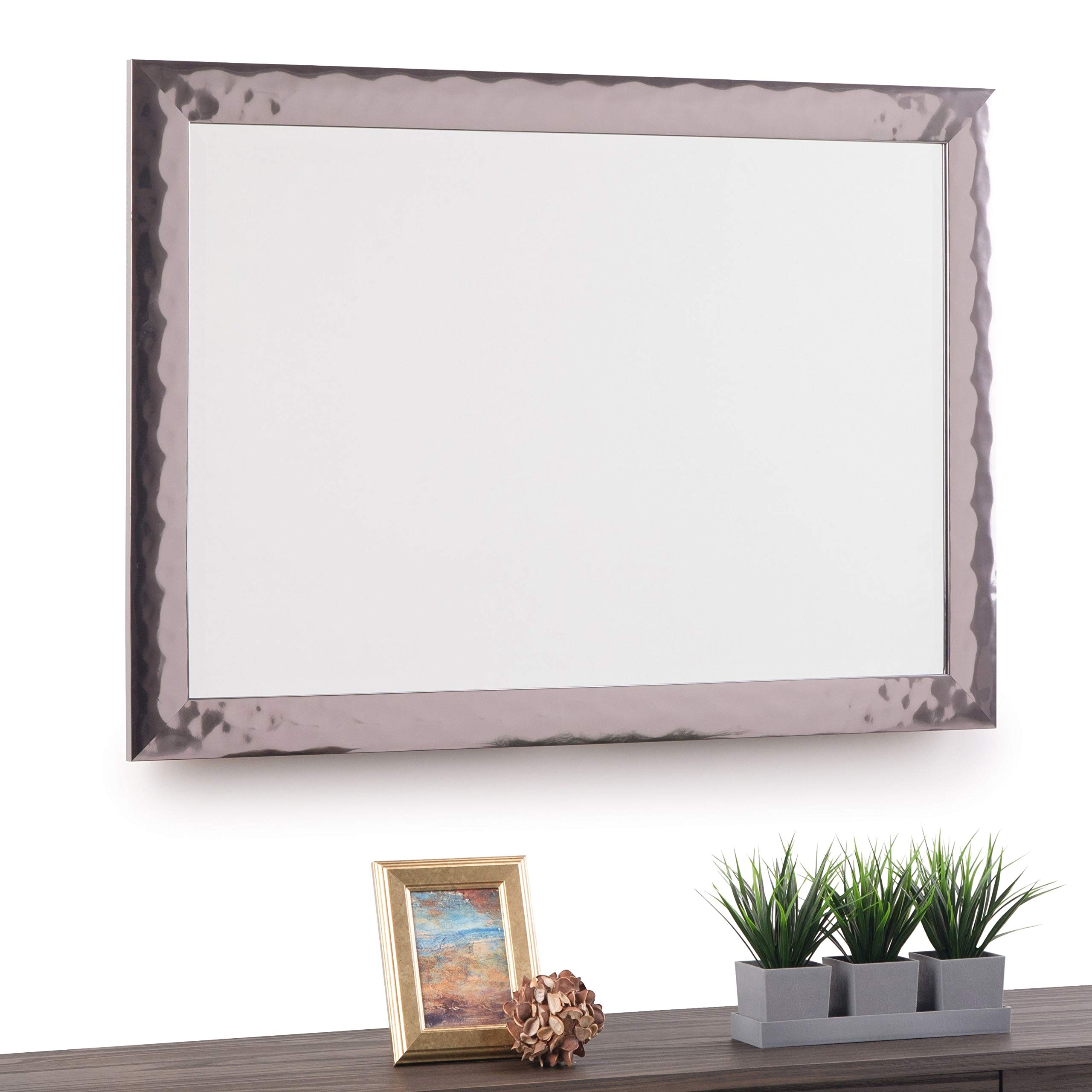 Elegant Rectangular Interior Door with Pewter Metal Frame - Perfect for Modern Homes, Bedrooms & Office Spaces