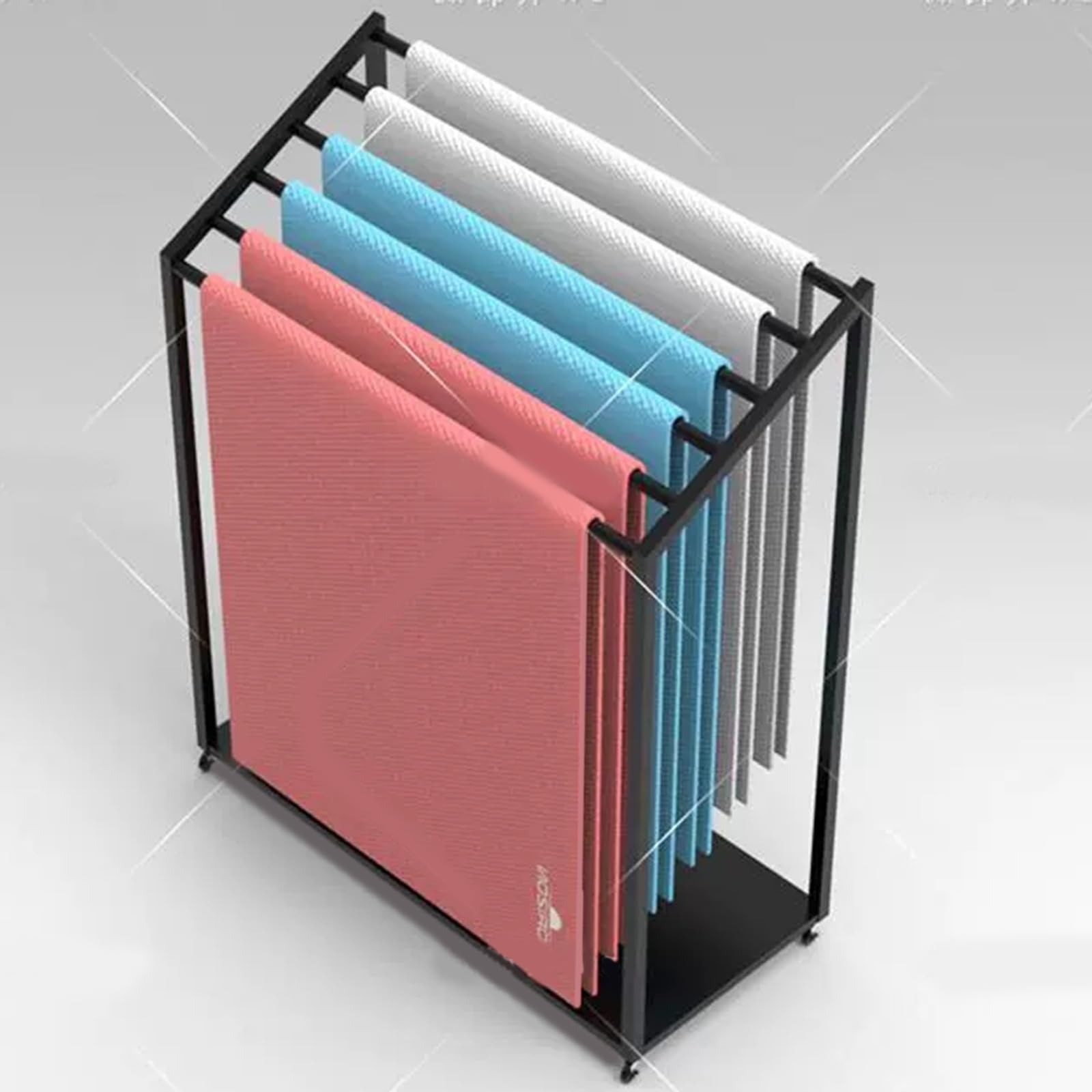 AMUFJJ Adjustable Yoga Mat Rack with Wheels - Yoga Mat & Towel Organizer Stand for Home Gym & Studio - Portable Exercise Equipment Storage (Black, 85x45x120cm) - Perfect for Small Spaces & Yoga Mat Drying