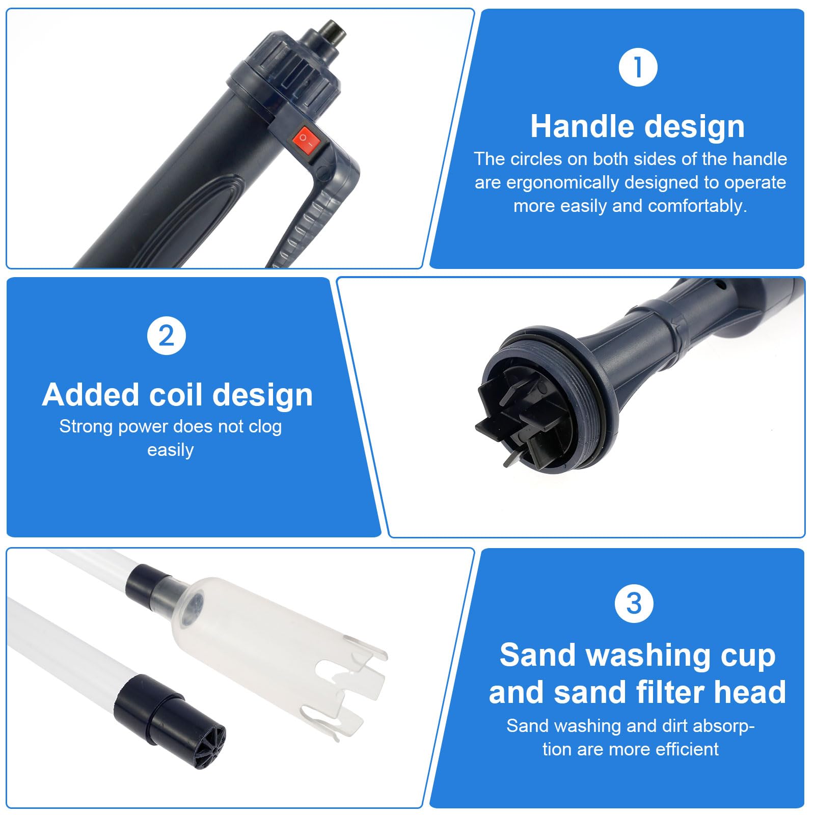 4-in-1 Electric Aquarium Gravel Cleaner & Water Changer - Powerful Siphon Vacuum Pump for Fish Tank Maintenance, Sand Washing & Quick Water Replacement - Perfect for Freshwater & Saltwater Tanks, Home & Office Aquariums
