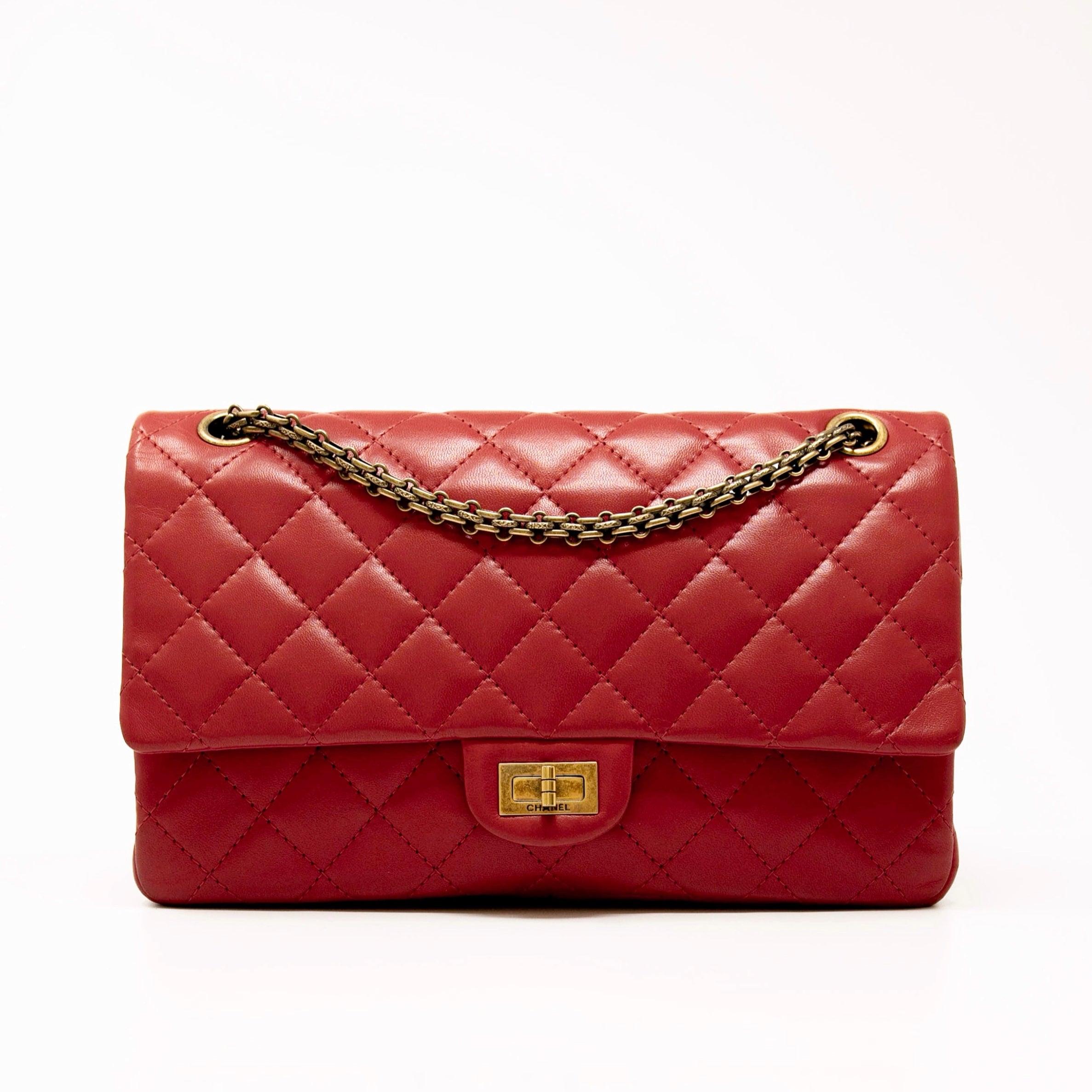 Authentic Chanel Red Lambskin 2.55 Reissue 226 Flap Bag - Luxury Designer Handbag for Women, Perfect for Date Night & Special Occasions