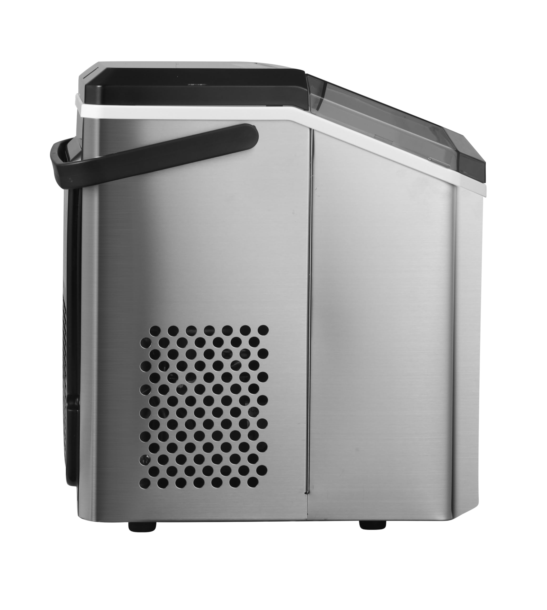 Panana Countertop Nugget Ice Maker Machine - Portable Automatic Square Ice Cube Maker for Home, Office & Parties - Soft Chewable Ice with Handle & Scoop Basket (Silver) | Perfect for Cocktails, Sodas & Beverages