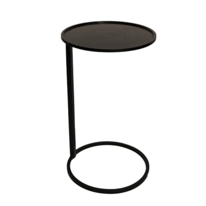 Small Round Side Table for Couch - Black End Table for Living Room, Bedroom & Office - Perfect for Holding Drinks, Books & Decor