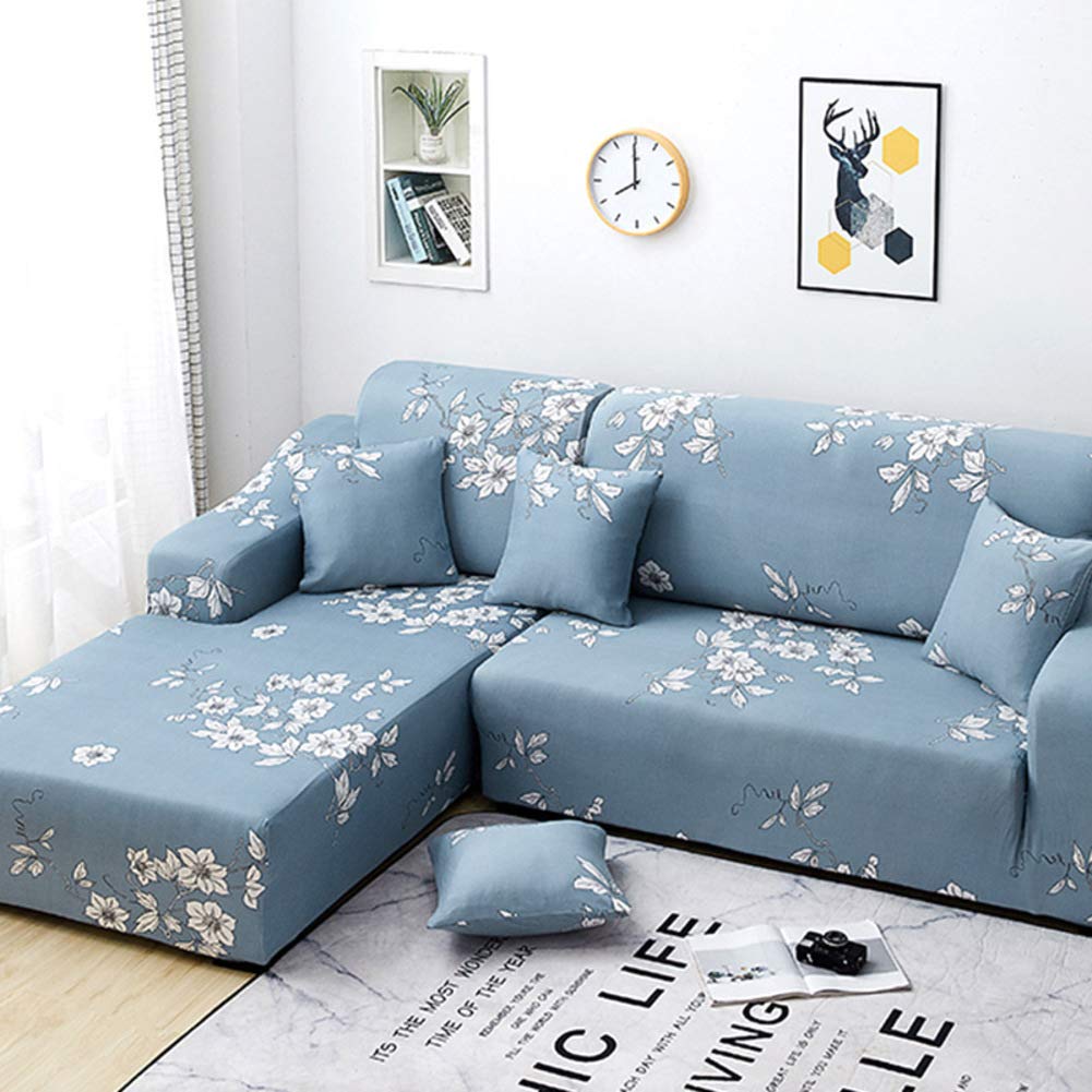 L-Shaped Dog Couch Cover - 2-Piece Stretch Slipcover for Sectional Sofa, Printed Anti-Slip Sofa Protector (74-90 Inches + 92-118 Inches) - Perfect for Pet Owners & Living Room Furniture Protection