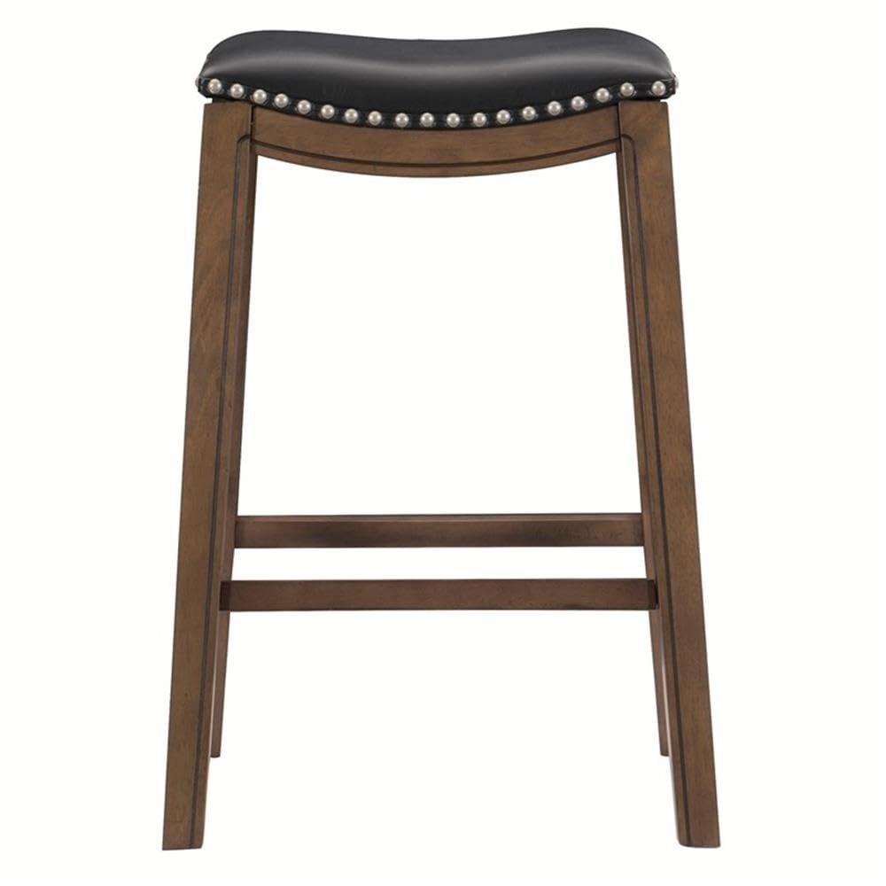 2-Pack Black Faux Leather Backless Bar Stools 29