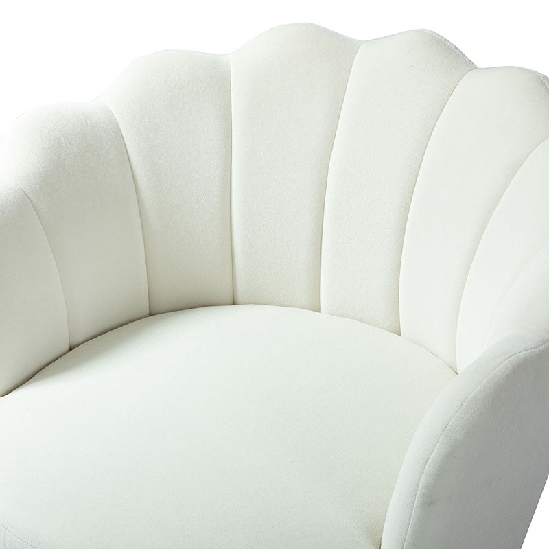 Evelia Velvet Scalloped Barrel Chair - Luxurious Velvet Accent Chair with Curved Back for Living Room, Bedroom & Office - Perfect for Reading Nook, Lounge Area or Home Decor