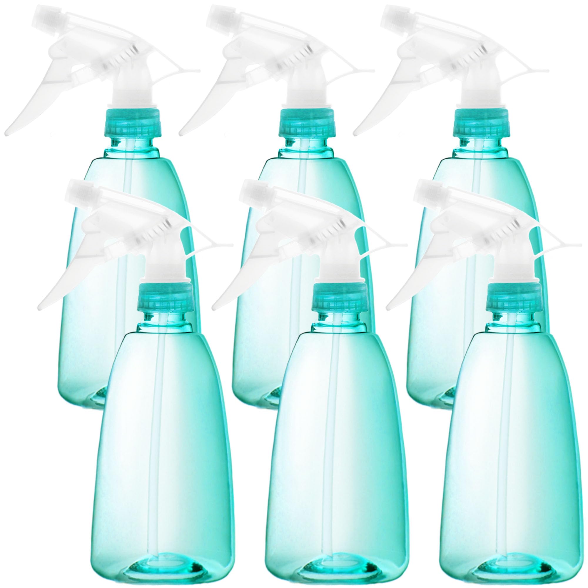 Youngever 6 Pack 16oz Empty Plastic Spray Bottles for Hair, Cleaning, Gardening & DIY Solutions - Refillable Mist Sprayer for Salon, Home & Outdoor Use (Teal)