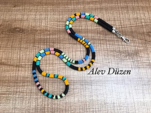 Beaded Lanyard for Teachers - Stylish ID Badge Holder with Beaded Crochet Design - Perfect Teacher Gift for School, Office, and Conference Use