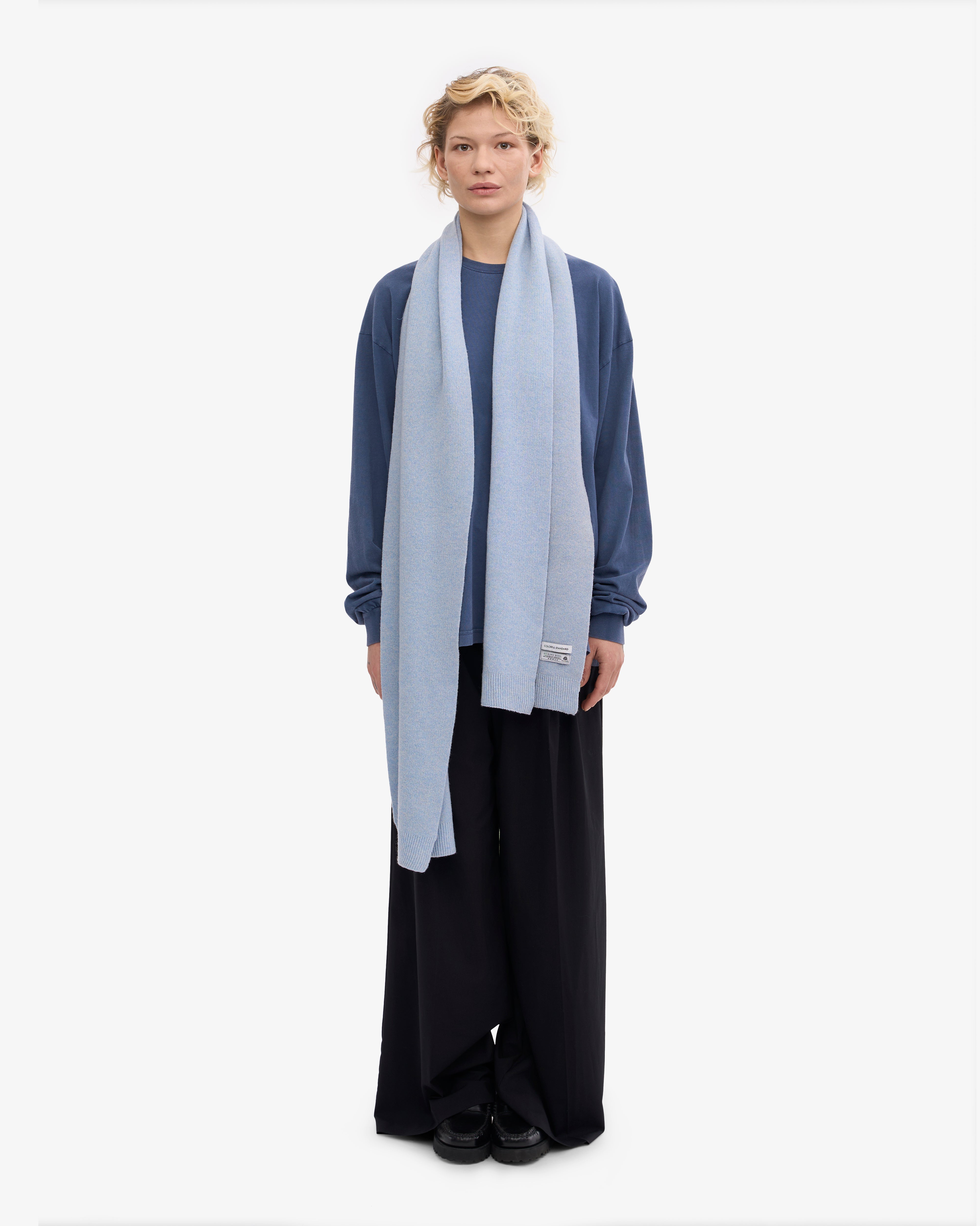 Premium Merino Wool Scarf for Men & Women - Soft Warm Winter Accessory in Polar Blue - Perfect for Cold Weather, Outdoor Activities & Fashion