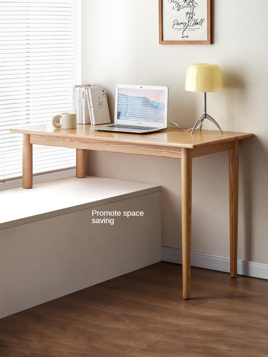 Premium Oak Solid Wood Office Desk - Bay Window Writing Desk for Home & Workspace - Perfect for Study, Work, and Home Office Use