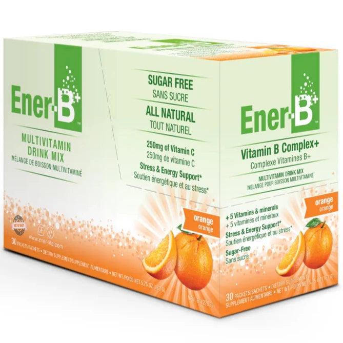 Ener Life Ener B Vitamin B Complex Multivitamin Drink Mix - 30 Packets Orange Flavor | Energy Booster for Workouts, Focus & Daily Wellness
