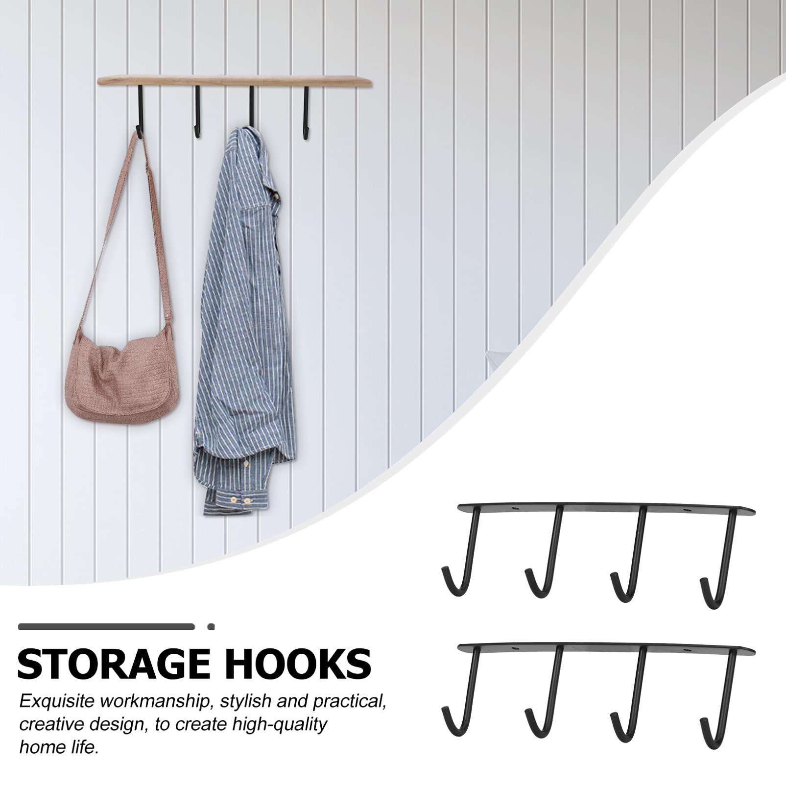 DOITOOL 2-Pack Black Under Cabinet Mug Hooks - Heavy Duty Coffee Cup Holder for Kitchen, Tea Cup Organizer, Utensil Display Hanger - Perfect for Small Space Saving & Stylish Kitchen Decor