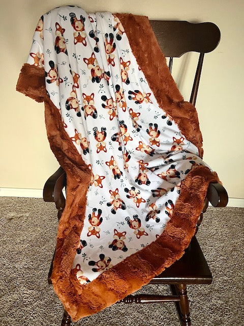 Foxxy Rust on Ginger Glacier Throw Minky Blanket - 55x61 Inches Ultra Soft Cozy Fleece Blanket for Couch, Bed, Sofa & Home Decor - Perfect for Winter, Gifts & Relaxation
