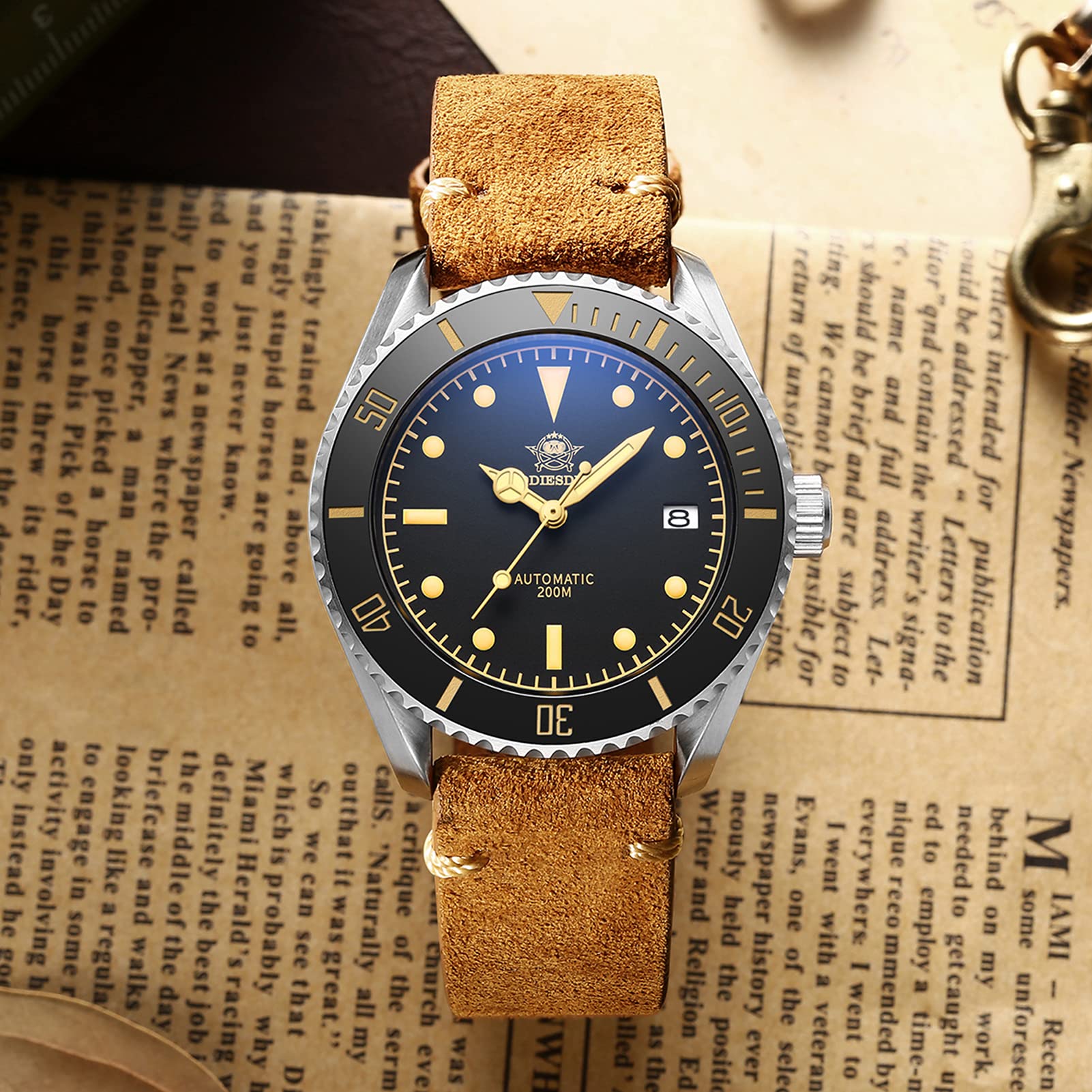 ADDIESDIVE Automatic Diving Watch for Men - 200M Water Resistant, Matte Black Dial with Luminous Markers, NH35A Movement, Scratch-Resistant Sapphire Crystal - Perfect for Scuba Diving, Snorkeling & Water Sports