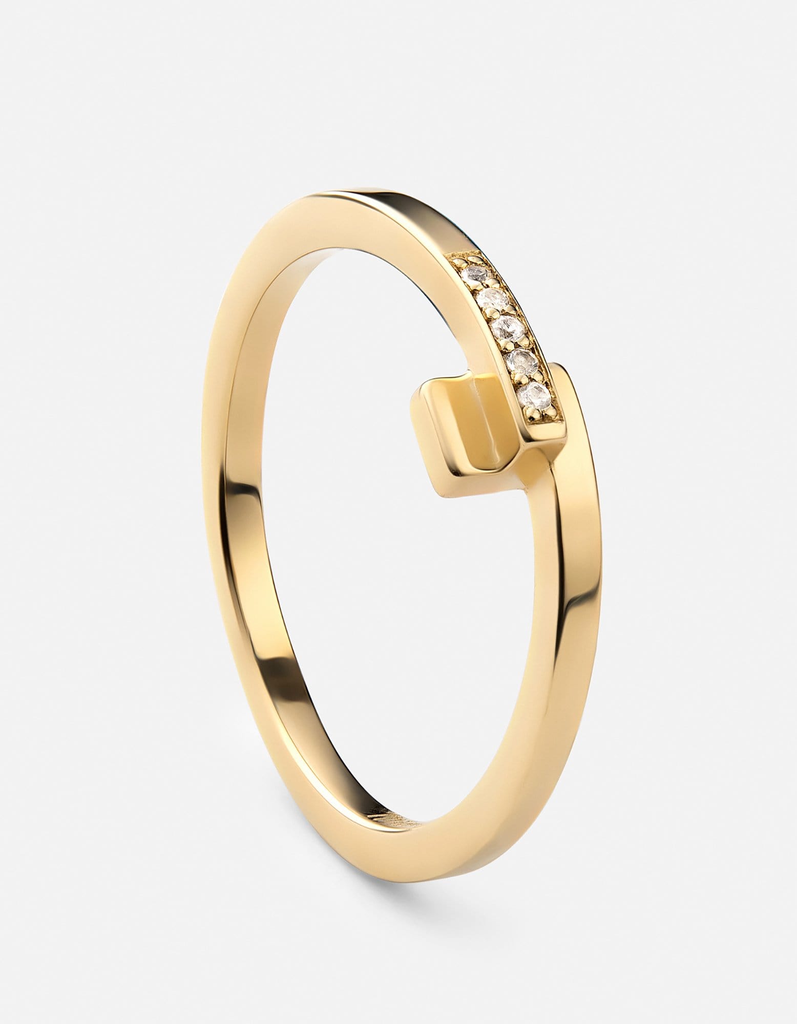14K Gold Pavé Cubist Ring - Geometric Art Deco Jewelry for Women - Perfect for Weddings, Parties & Special Occasions