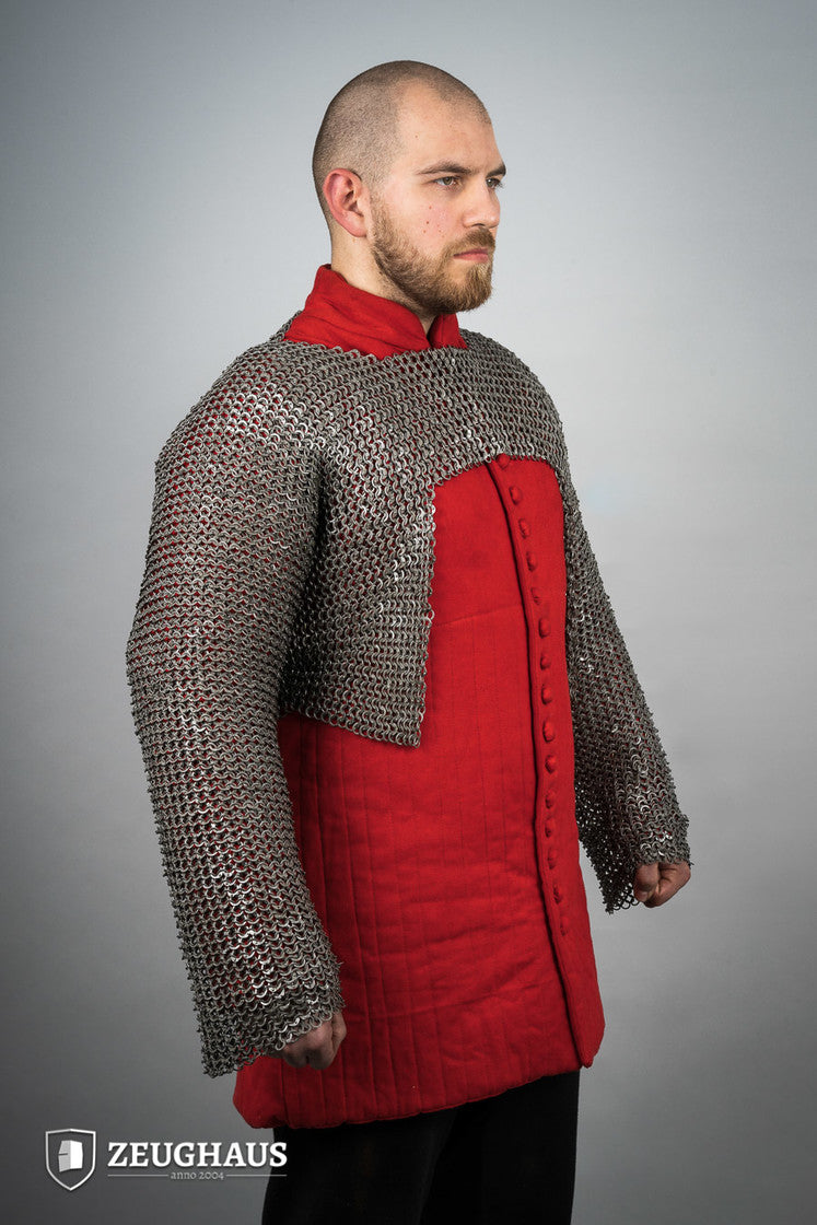 Flat Ring Riveted Chainmail Long Sleeve Shirt - 9mm Oiled Steel Medieval Armor for LARP, Cosplay & Renaissance Faires - B Stock