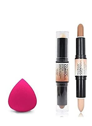 Gold Max Women's & Girls' 3D Contour Stick - Concealer, Bronzer & Highlighter Balm with Beauty Blender | Natural Makeup for Face Sculpting & Highlighting | Perfect for Everyday Glam & Photo Shoots