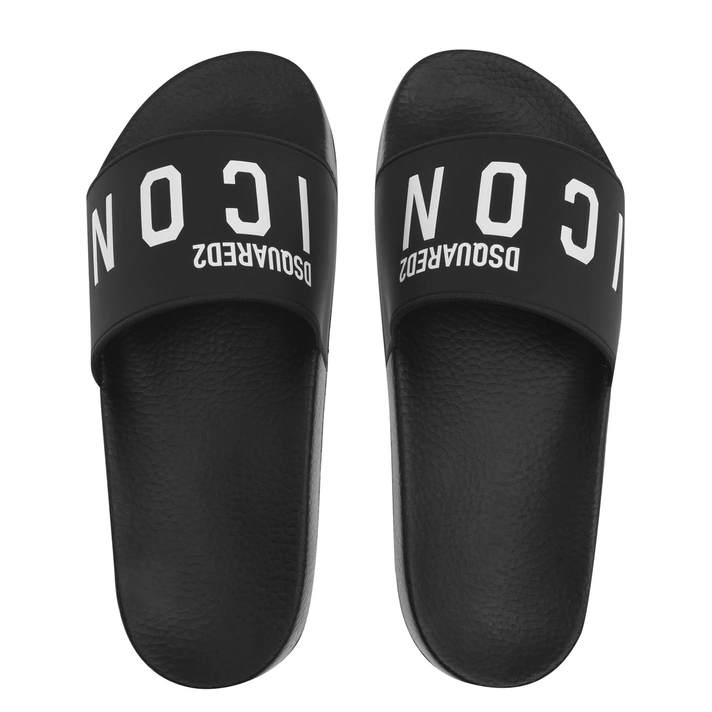 DSQUARED2 Black ICON Sliders - Men's Designer Slide Sandals for Summer, Pool & Beach | Comfortable Luxury Slides for Casual Wear & Lounging