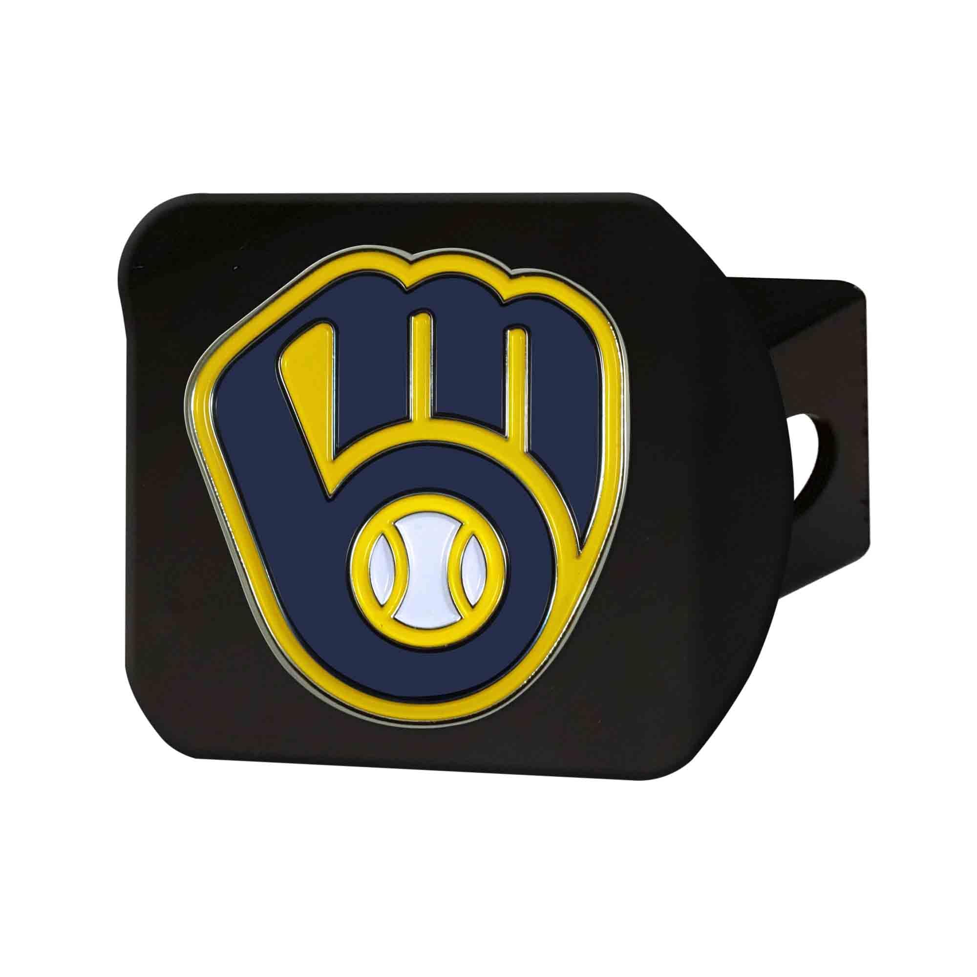 FANMATS 26635 Milwaukee Brewers Black Color Hitch Cover for Trucks & SUVs - Perfect for Tailgating & Baseball Games