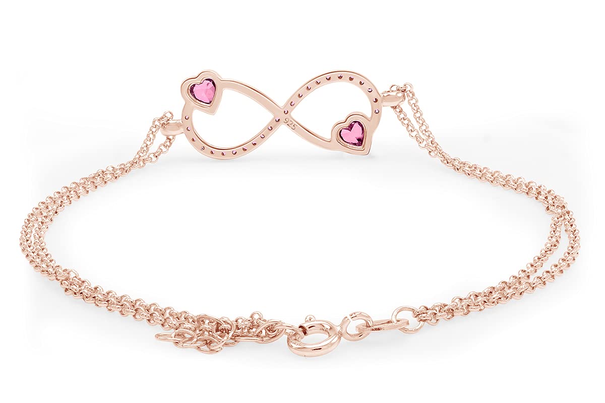 AFFY 14k Rose Gold Over Sterling Silver Simulated Gemstone Infinity Heart Bracelet - Elegant Jewelry Gift for Women, Perfect for Valentine's Day, Anniversary & Special Occasions
