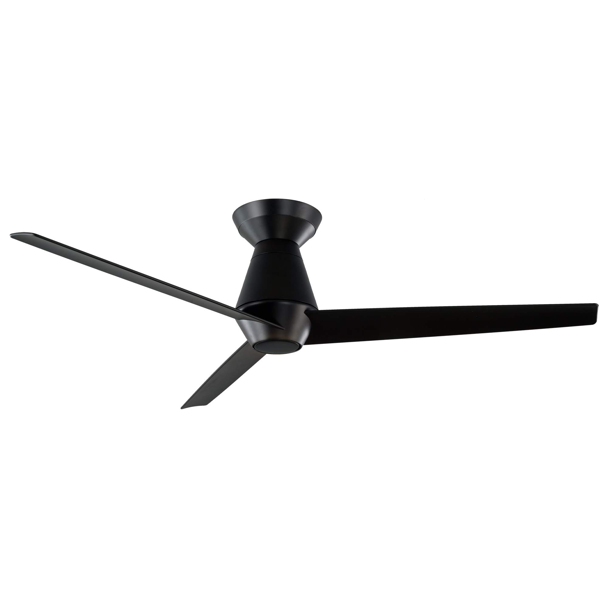 Slim Smart 52-Inch 3-Blade Flush Mount Ceiling Fan with 3000K LED Light Kit & Remote Control - Matte Black, Compatible with Alexa, Google Assistant, Samsung Things, iOS & Android App - Perfect for Living Rooms, Bedrooms, and Outdoor Spaces