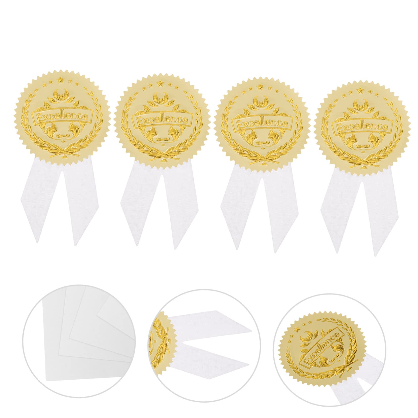 WESIEVYA Graduation Commendation Envelope Stickers - Red Ribbon Medals & Adult Award Stickers for Diploma Certificates - Perfect for Graduation Ceremonies, School Awards & Office Recognition Events