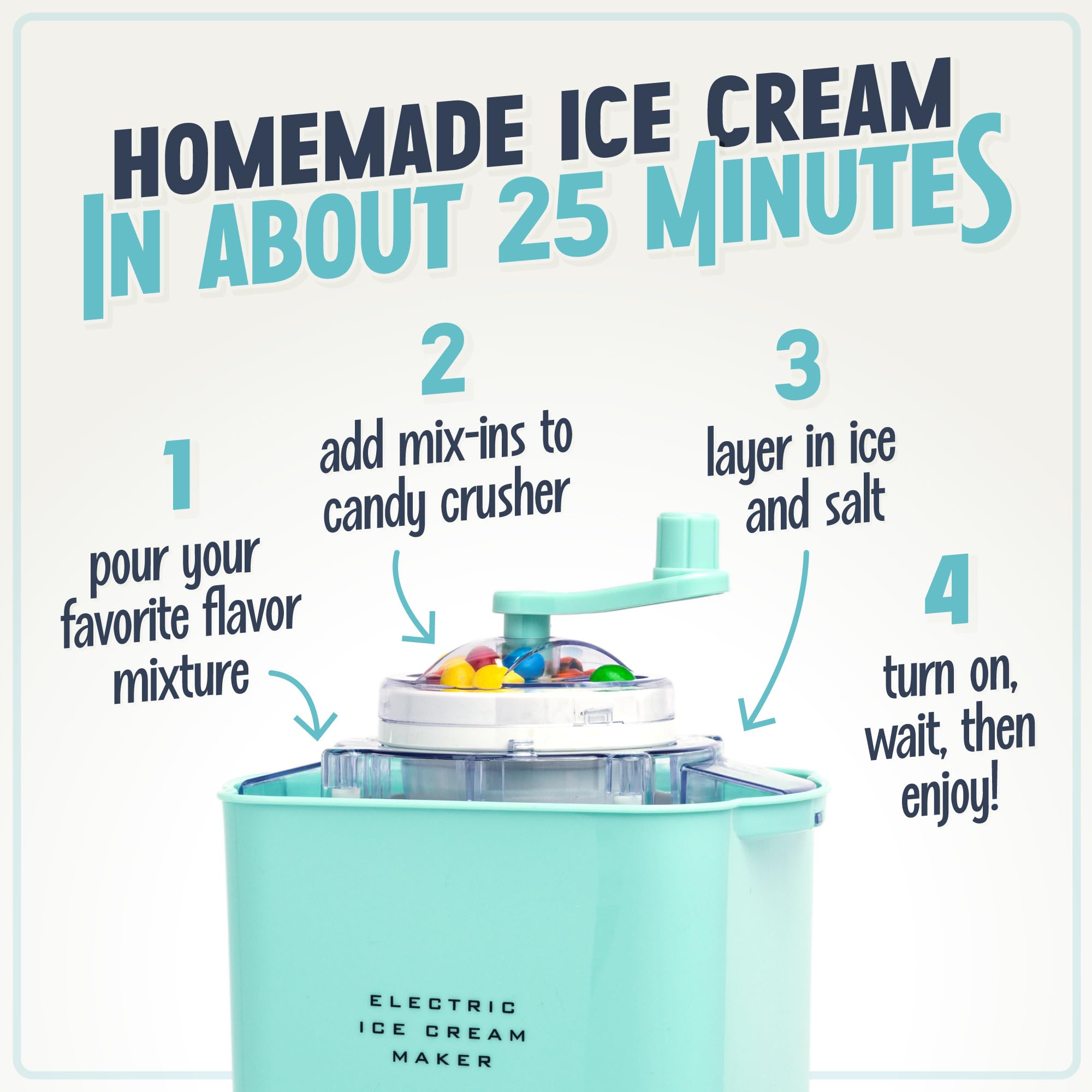 Nostalgia Electric Ice Cream Maker - 2 Quart Old Fashioned Soft Serve Machine for Frozen Yogurt & Gelato - Fast Homemade Ice Cream in Minutes - Retro Kitchen Appliance in Aqua Blue - Perfect for Parties, Family Gatherings & Summer Treats