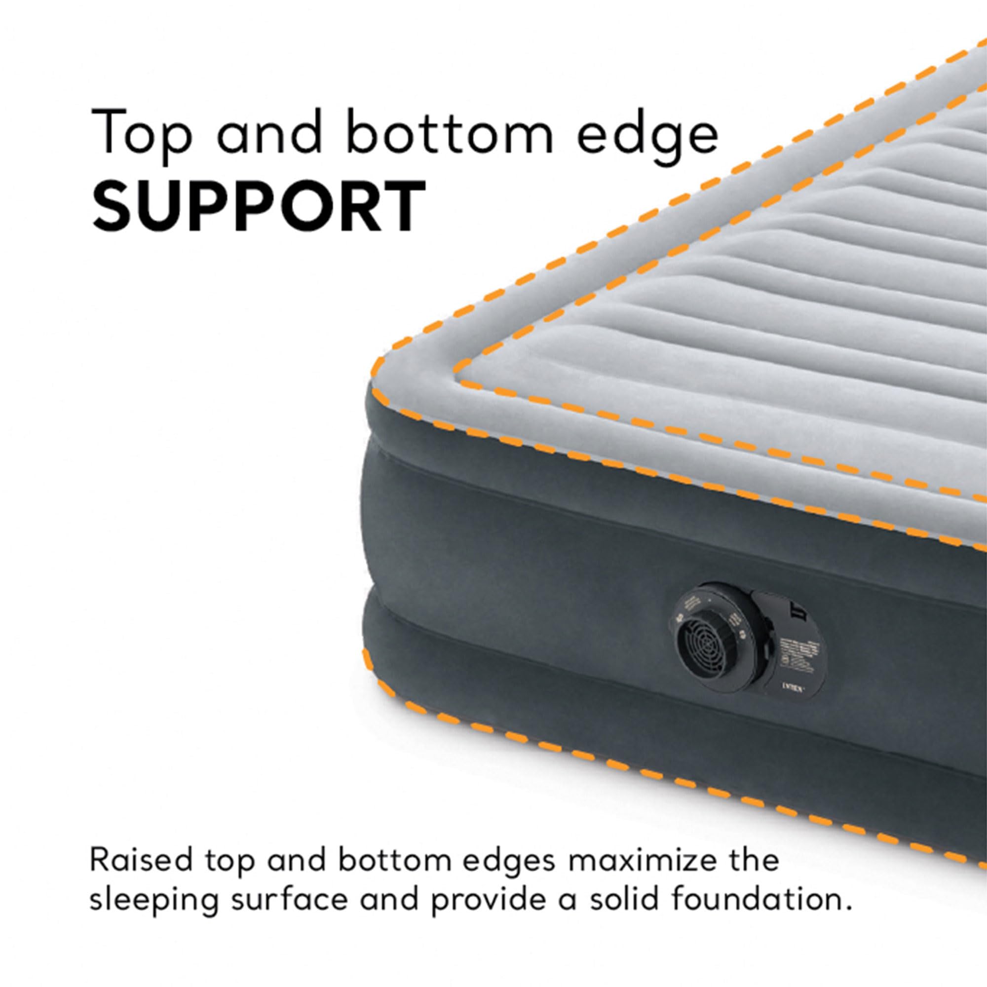 Intex Twin Size Air Mattress with Built-in Pump - Deluxe Comfort Plush Dura-Beam Fiber-Tech Construction - Portable & Compact for Camping, Guest Bed, Travel - Includes Storage Bag (2 Pack, Gray)