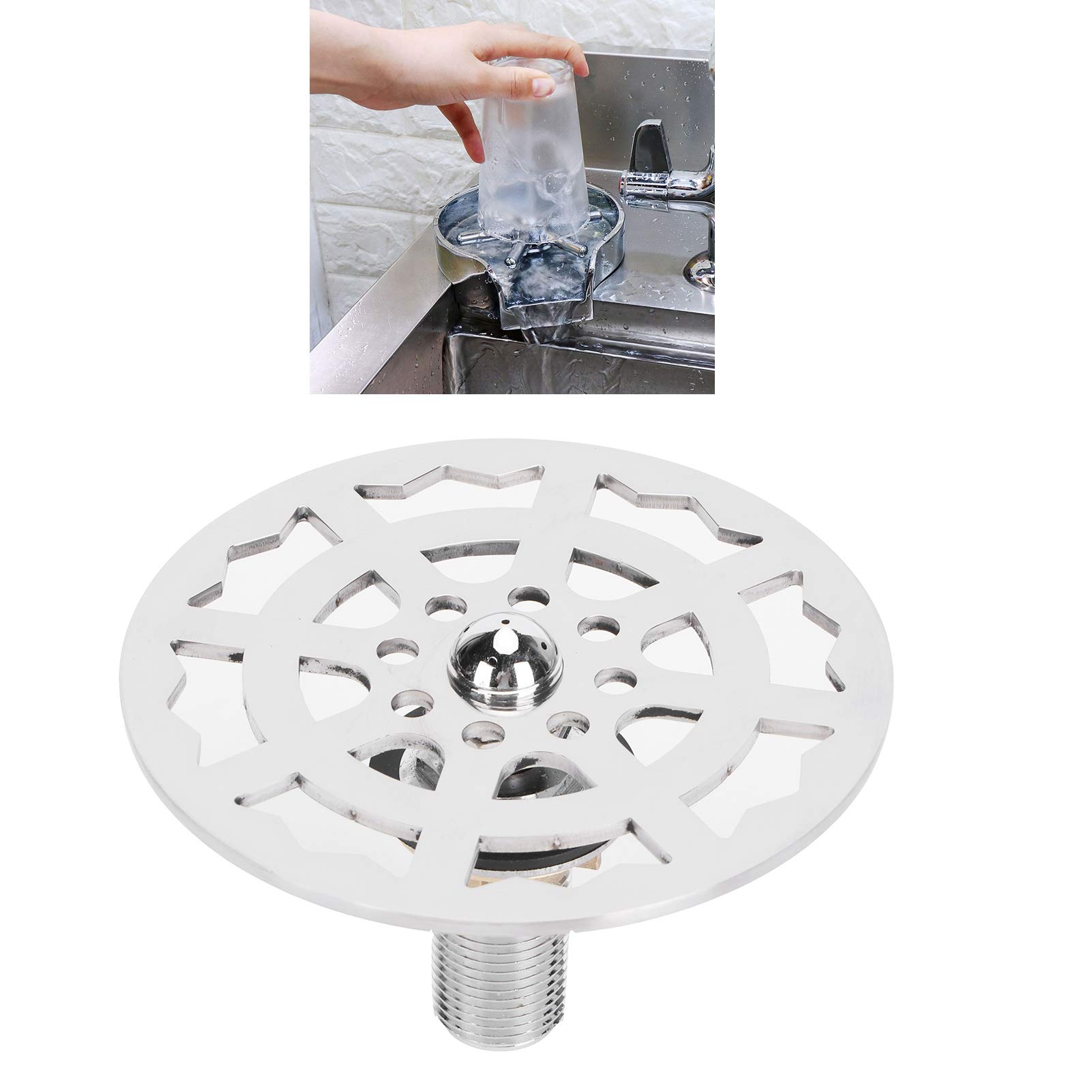 Stainless Steel Automatic Glass Rinser for Kitchen Sink - Bar & Restaurant Cup Washer - Coffee Accessories & Glass Cleaner for Home & Commercial Use