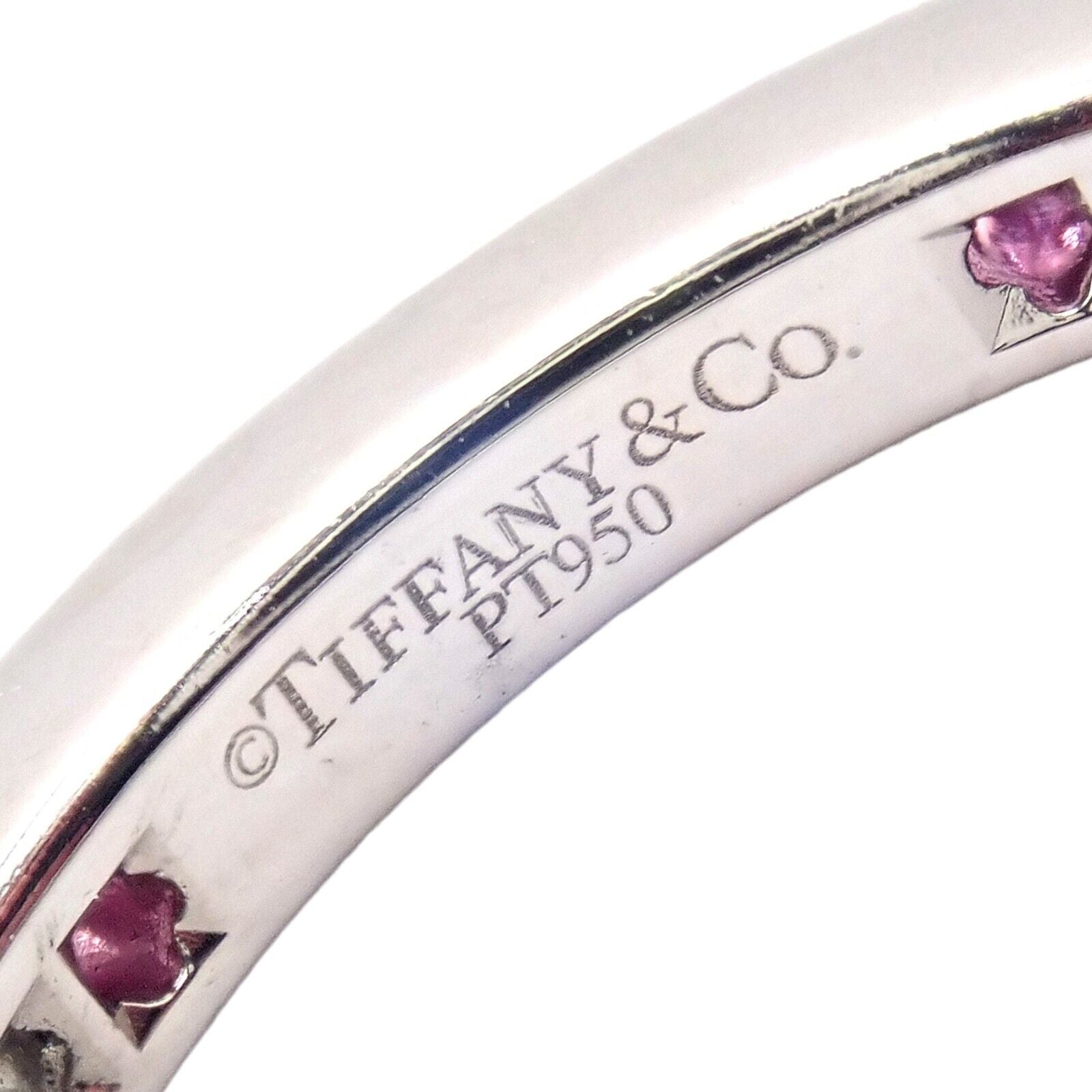 Tiffany & Co Platinum Diamond Pink Sapphire Milgrain 2.5mm Wedding Band Ring Size 5.75 - Perfect for Engagement, Anniversary & Special Occasion Gifts