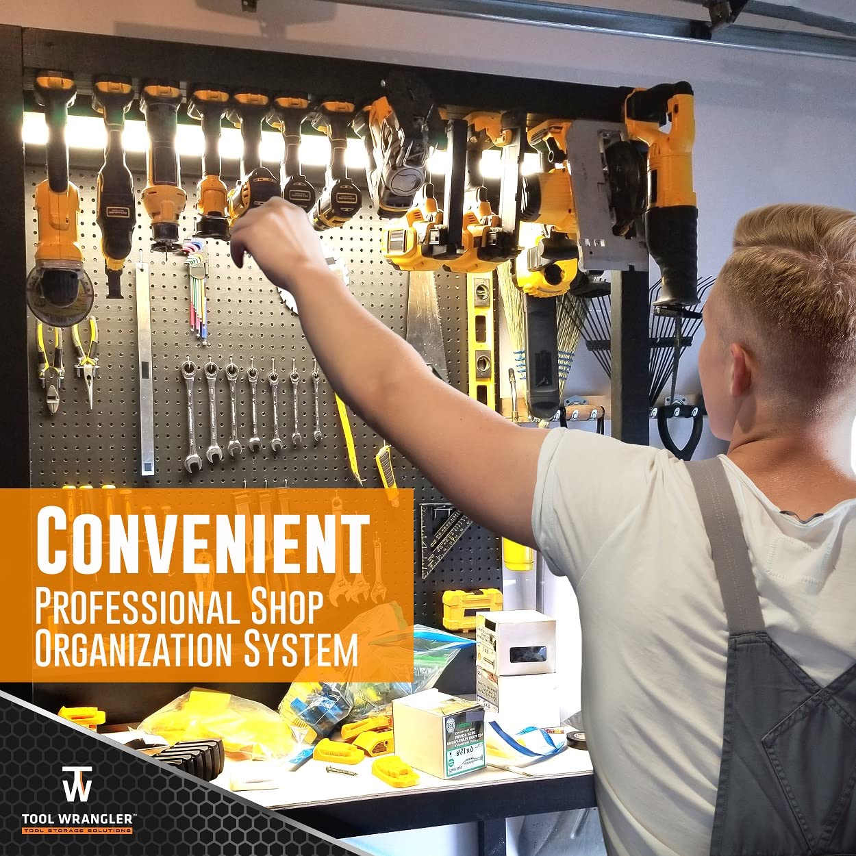 Dewalt Tool Holder Wall Mount Organizer - Fits 20V Max Tools - 8 Slot Storage System | Heavy Duty Drill Holder | Made in USA | Screws Included | Perfect for Garage, Workshop & Toolbox Organization
