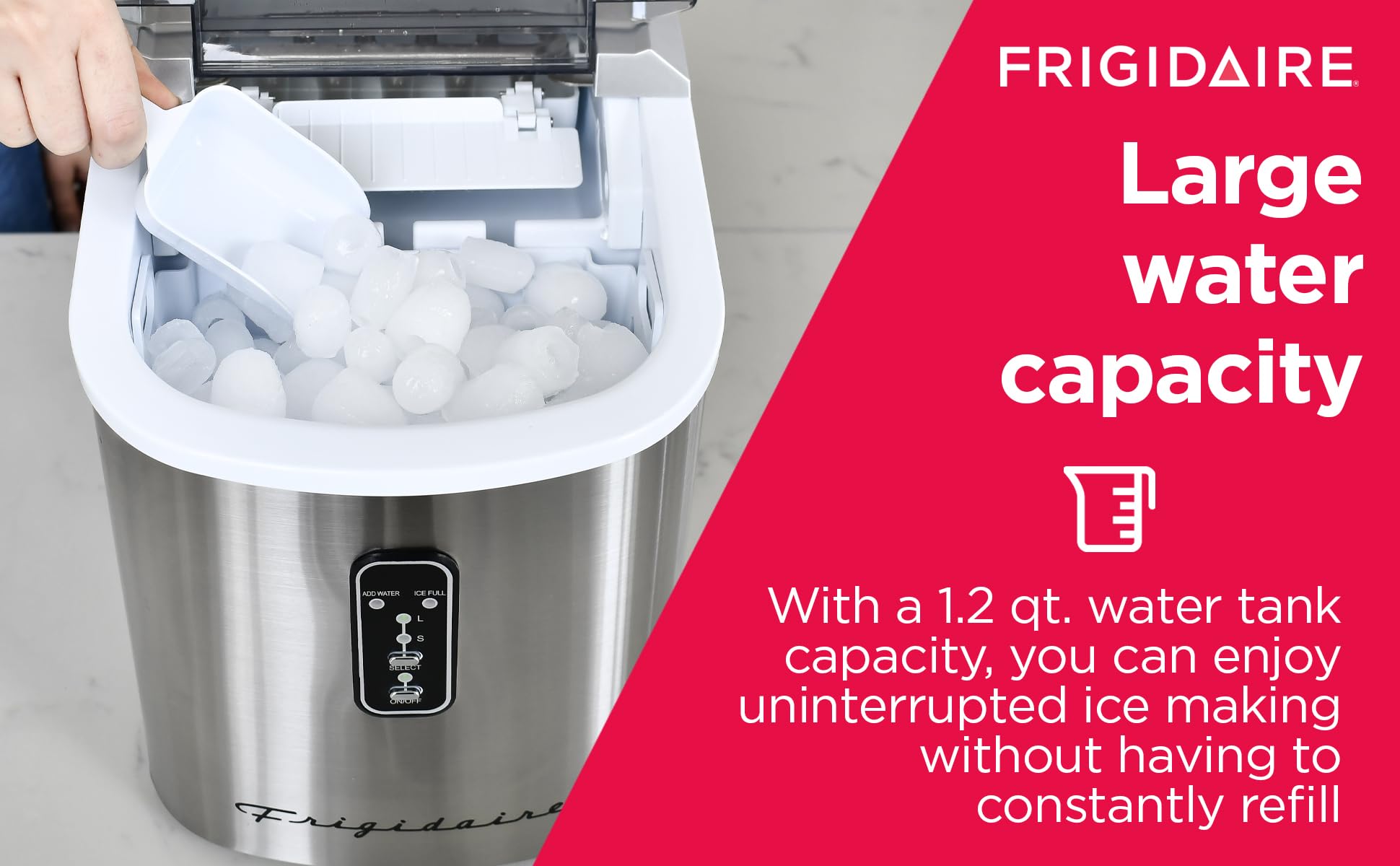 Frigidaire EFIC103 Heavy Duty Countertop Ice Maker Machine - 26 lbs Daily Output, Black Stainless Steel - Perfect for Home, Office, Parties & Outdoor Events