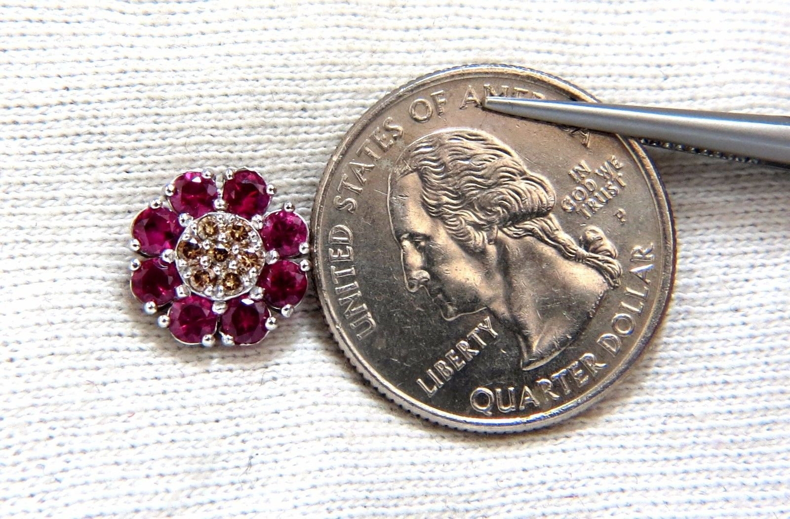 2.65ct Natural Fancy Color Diamond & Ruby Cluster Earrings in 14K Gold - Perfect for Weddings, Anniversaries & Special Occasions
