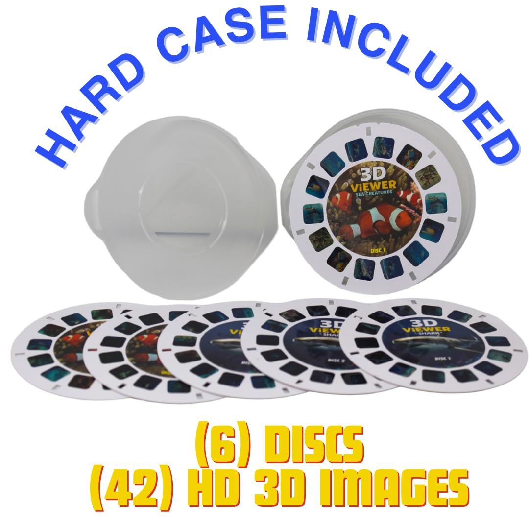 WARM FUZZY Toys Sea and Shark Viewfinder Reels - 6 Slide Reels with 42 HD 3D Images for Kids & Adults | Classic Retro 3D Toy for Educational Fun, Storytelling & Family Entertainment