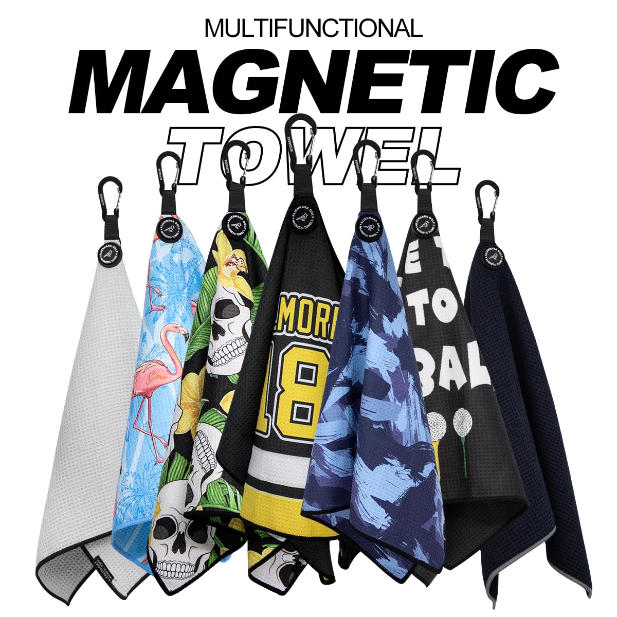 Premium Magnetic Golf Towel - Microfiber Waffle Design with Secure Clip & Industrial Strength Magnet for Golf Bags, Carts & Clubs (No.18) - Perfect for Golf Courses, Driving Ranges & Practice Sessions