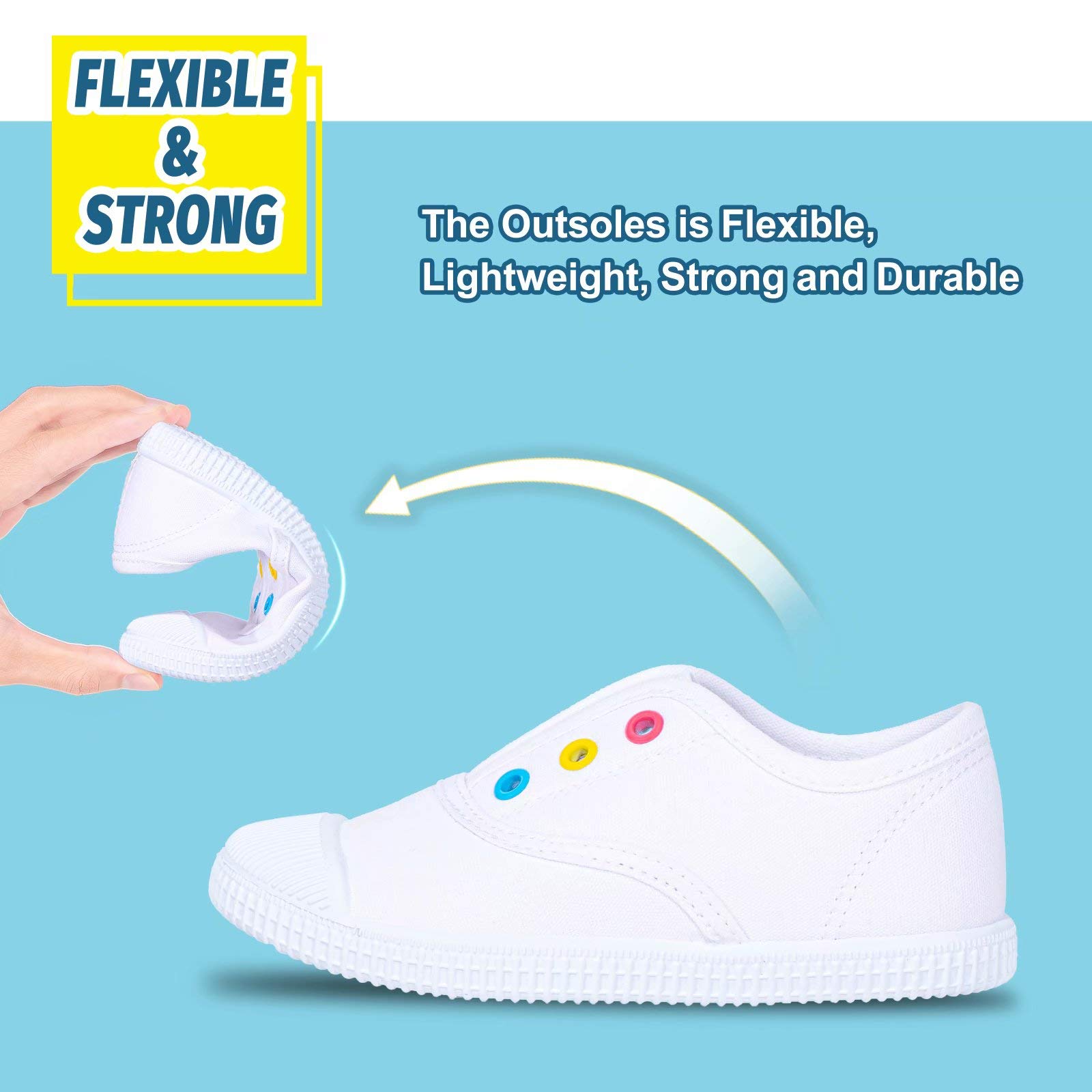 **Toddler Canvas Sneakers for Boys & Girls - Lightweight Slip-On Comfortable Kids Running Shoes (Toddler/Little Kids/Big Kids) - Perfect for Playground, School & Casual Wear**