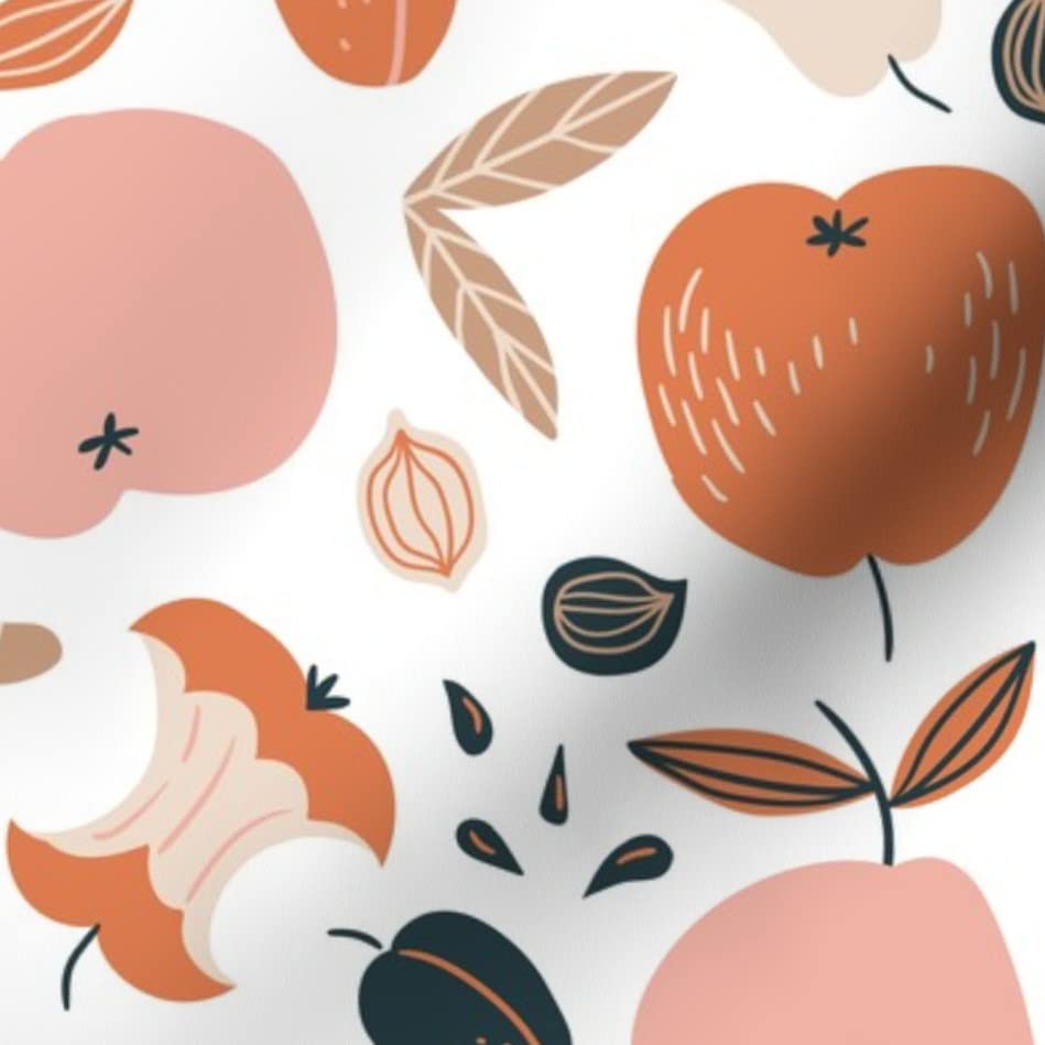 Cute Fruit Seeds Printed Velvet Fabric - Spoonflower Upholstery & Home Decor Fat Quarter for DIY Projects, Curtains, Pillows, and Apparel