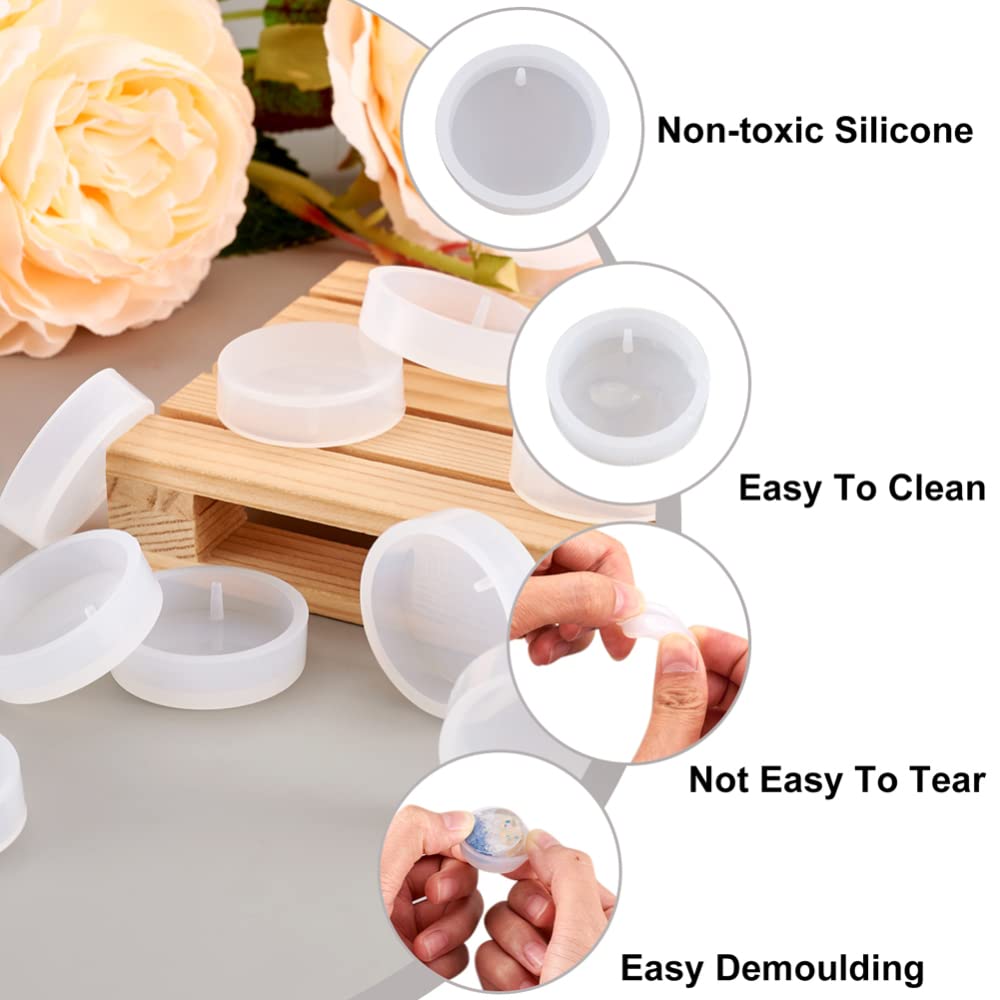 10pcs Clear Round Resin Jewelry Casting Molds with Hanging Hole - Silicone Pendant Molds for DIY Epoxy, UV Resin & Soap Making - Perfect for Necklaces, Keychains & Handmade Craft Gifts