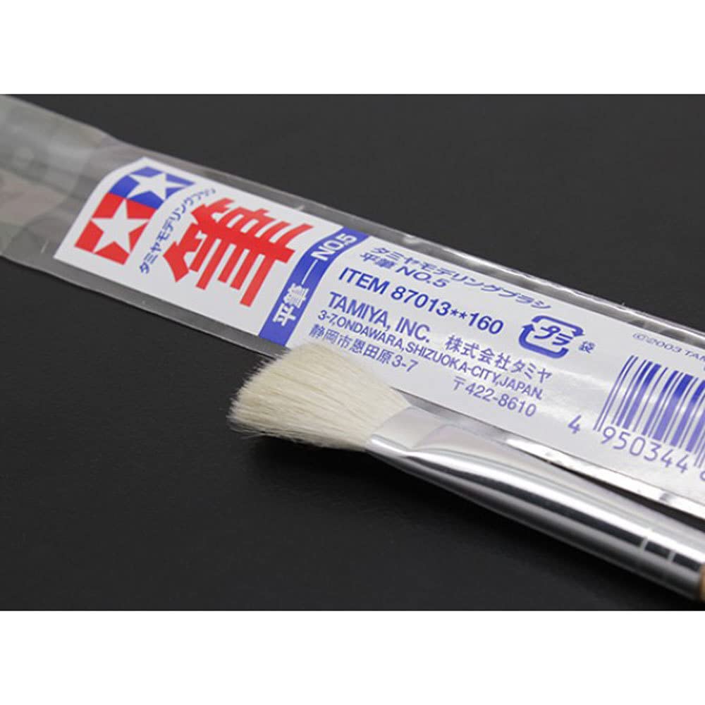 TAMIYA Flat Brush No.5 TAM87013 - Professional Paint Brush for Miniature Models, Acrylic & Oil Painting - Perfect for Hobbyists, Artists & DIY Crafts