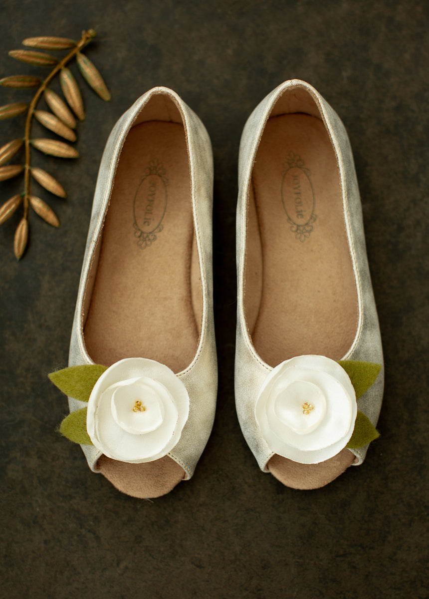 Charlotte Flower Girl Flat Shoes in Ivory - Comfortable & Elegant for Weddings, Parties & Special Occasions