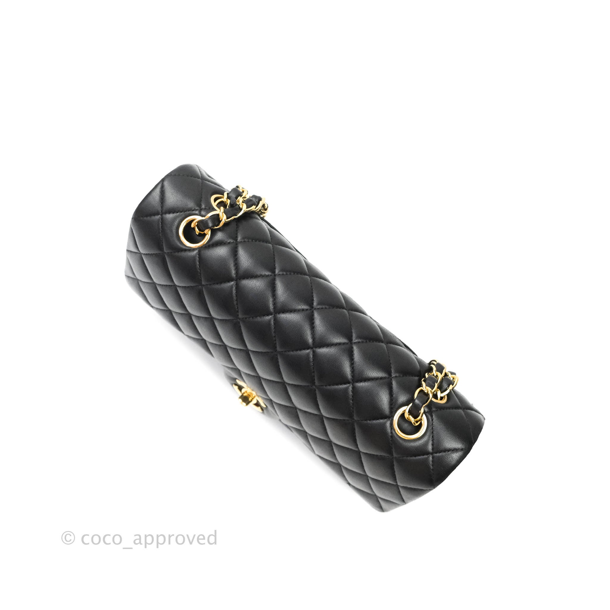 Chanel Classic Medium Double Flap Bag Black Lambskin Gold Hardware - Luxury Designer Handbag for Women, Perfect for Evening Events & Special Occasions