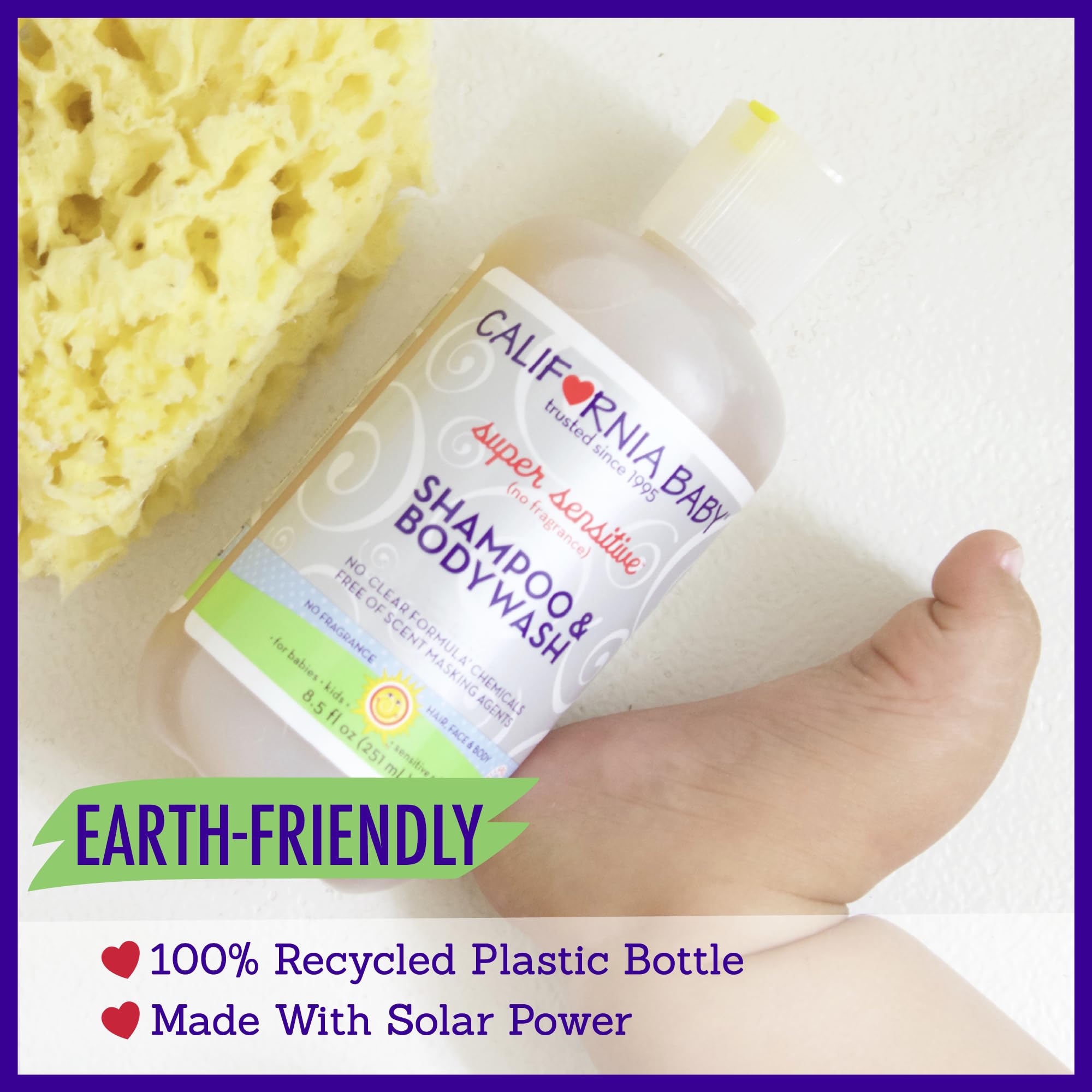 California Baby Super Sensitive Shampoo & Body Wash - 100% Plant-Based, Fragrance Free & Hypoallergenic Baby Wash (8.5 oz) - Gentle Cleanser for Newborns, Eczema & Sensitive Skin - Perfect for Bath Time & Daily Baby Care Routine