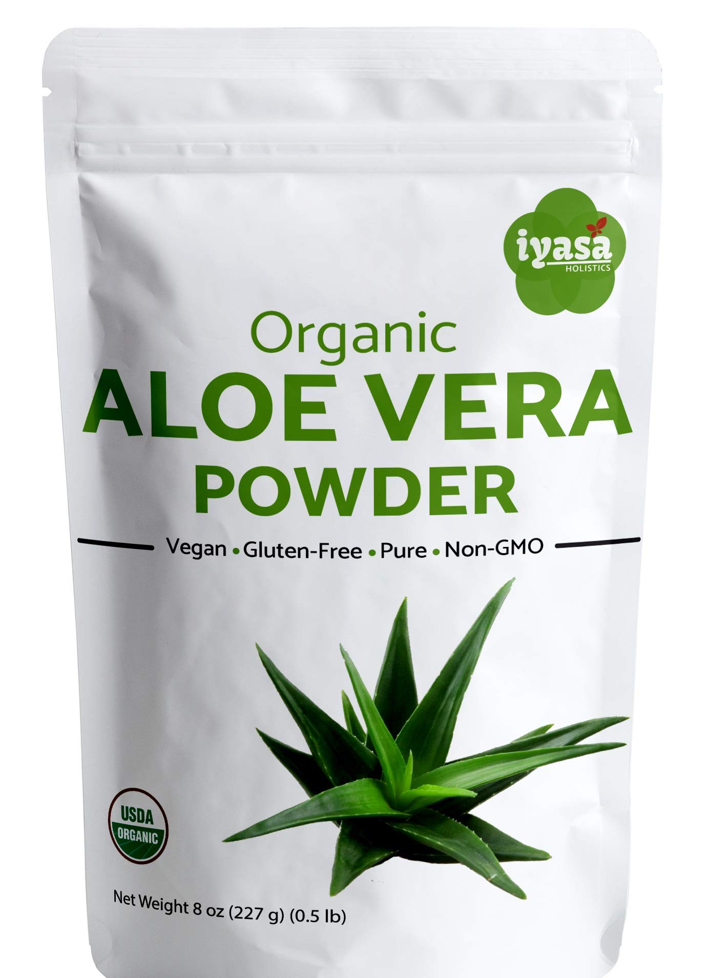 Organic Aloe Vera Powder (Aloe Barbadensis) - 8oz/223g Resealable Pack for DIY Face Masks, Hair Care & Natural Moisturizer - Cooling Skin Treatment for Sunburn, Acne & Dry Skin Relief