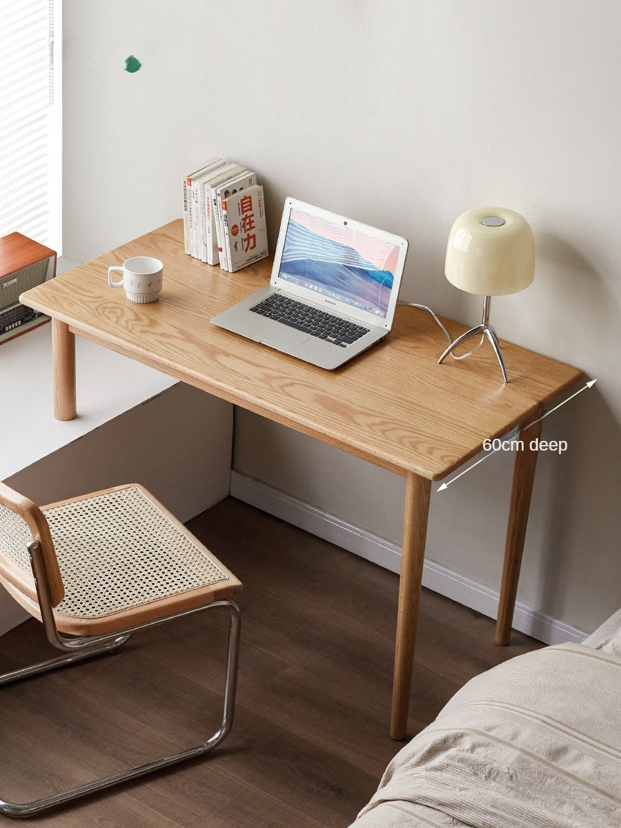 Premium Oak Solid Wood Office Desk - Bay Window Writing Desk for Home & Workspace - Perfect for Study, Work, and Home Office Use