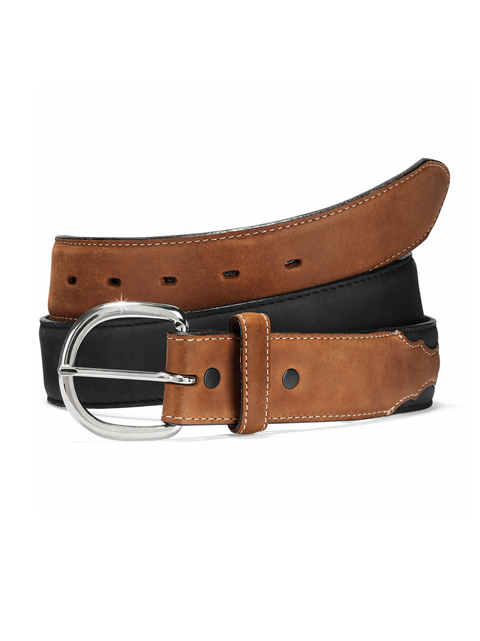 Justin 53700 Men's Classic Western Belt - Genuine Leather, Black & Brown - Perfect for Cowboy Boots, Jeans & Western Outfits