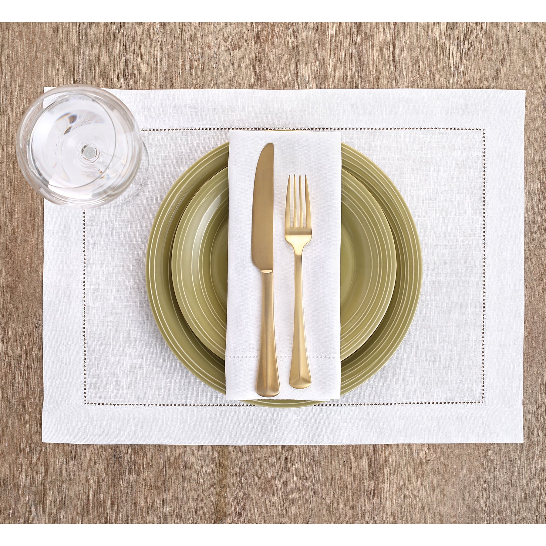 Elegant Classic Hemstitch Placemats Set of 4 - Premium Linen Table Mats for Dining Room Decor - Perfect for Thanksgiving, Christmas Dinner & Formal Entertaining